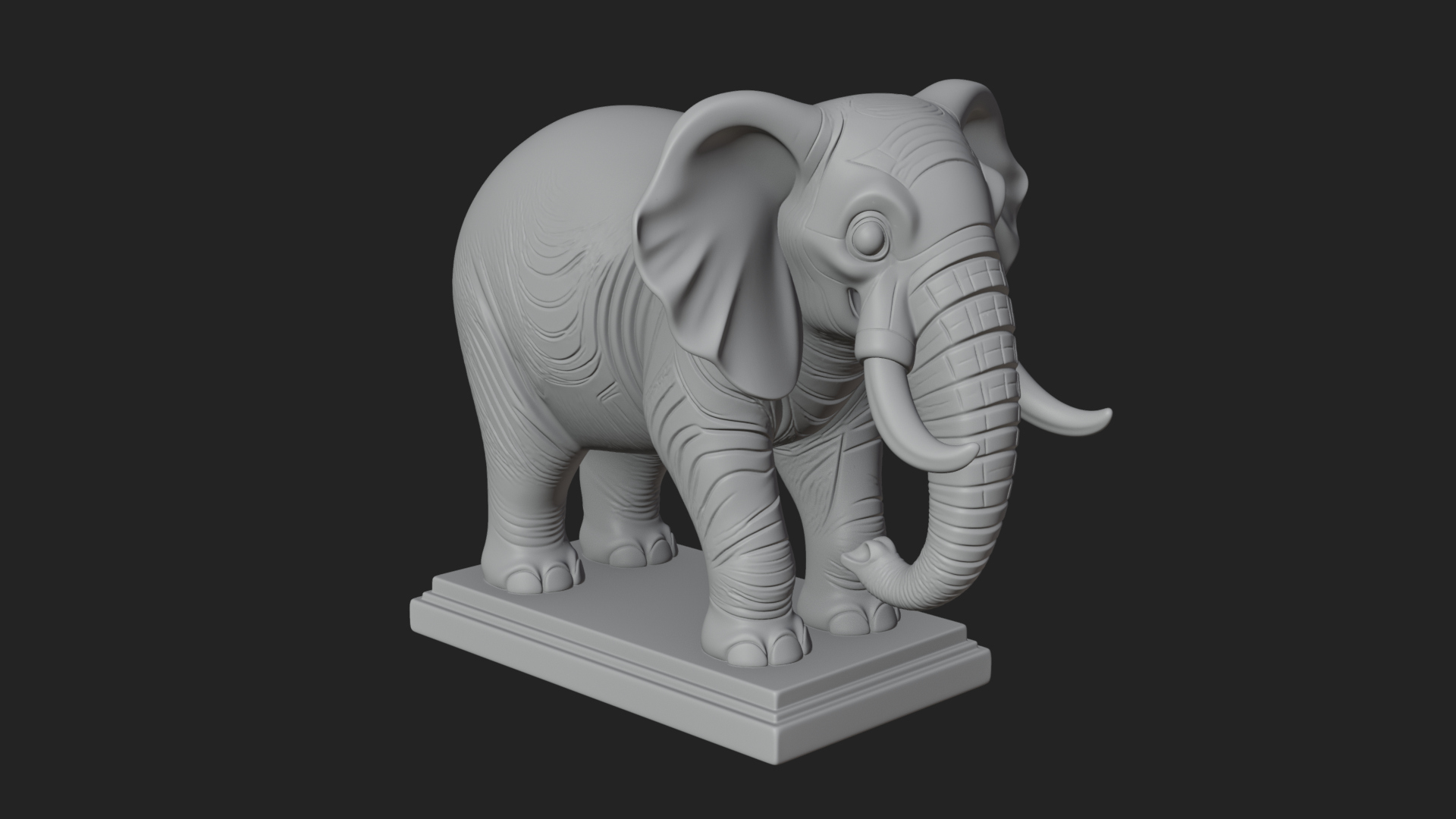 Cute Cartoon Elephant Statue Design 2 3D Print Model 3D Model