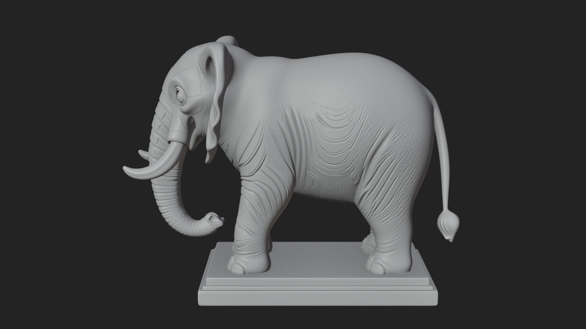 Cute Cartoon Elephant Statue Design 2 3D Print Model 3D Model