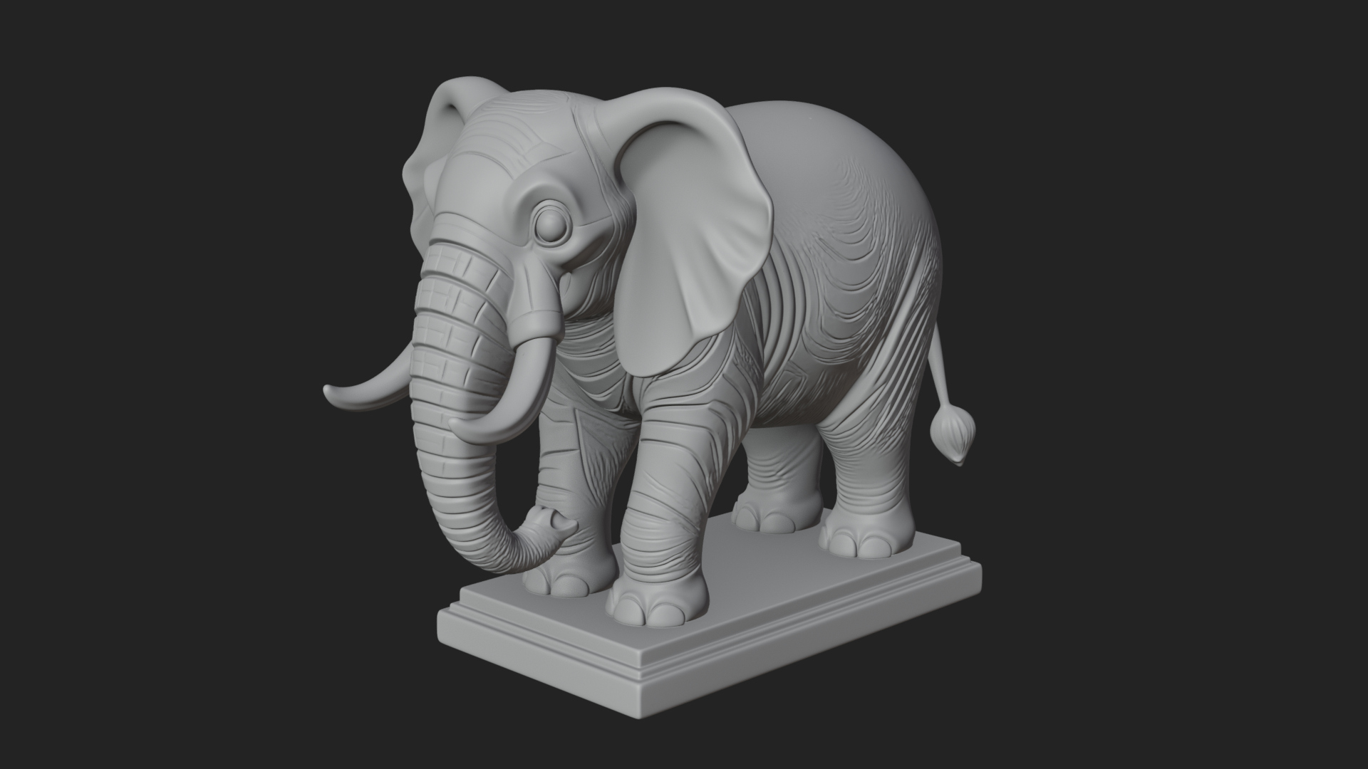 Cute Cartoon Elephant Statue Design 2 3D Print Model 3D Model