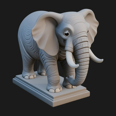 Cute Cartoon Elephant Statue Design 2 3D Print Model