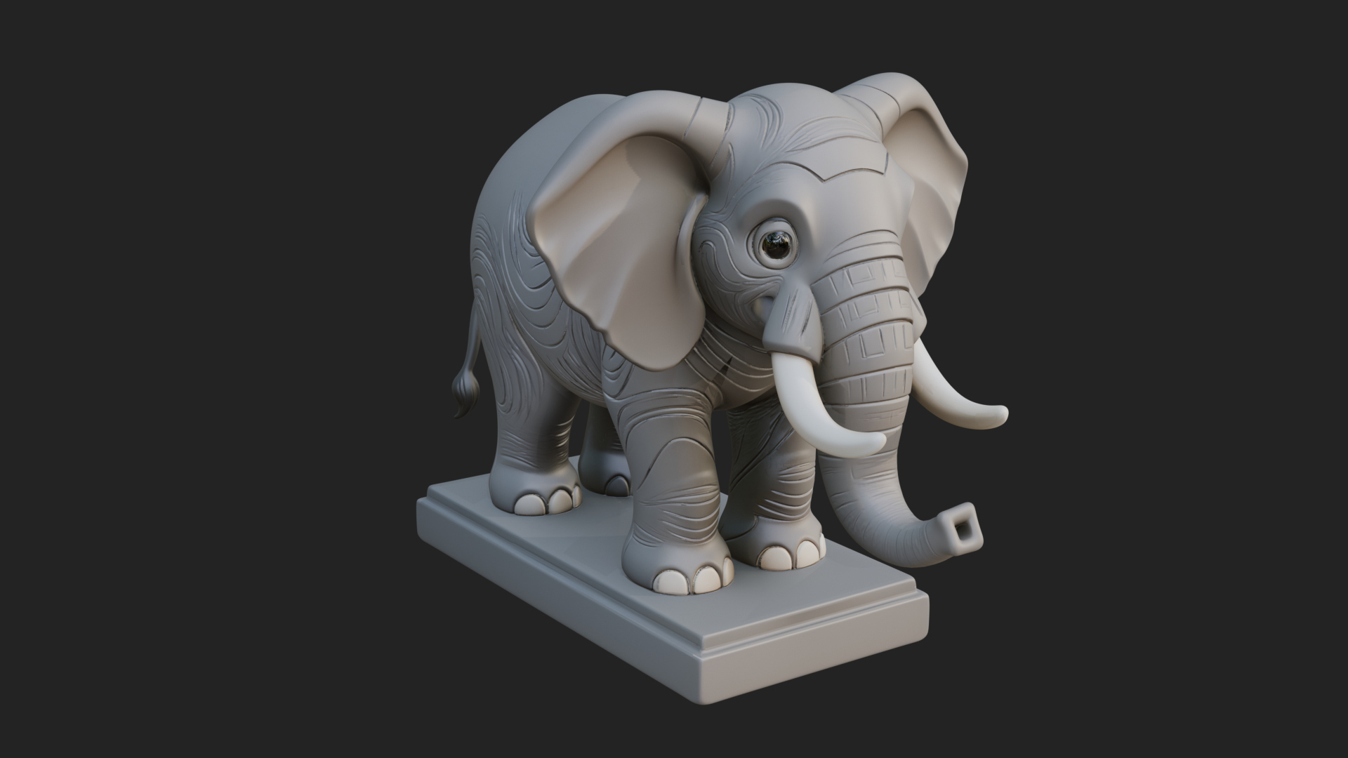 Cute Cartoon Elephant Statue Design 3 3D Print Model 3D Model