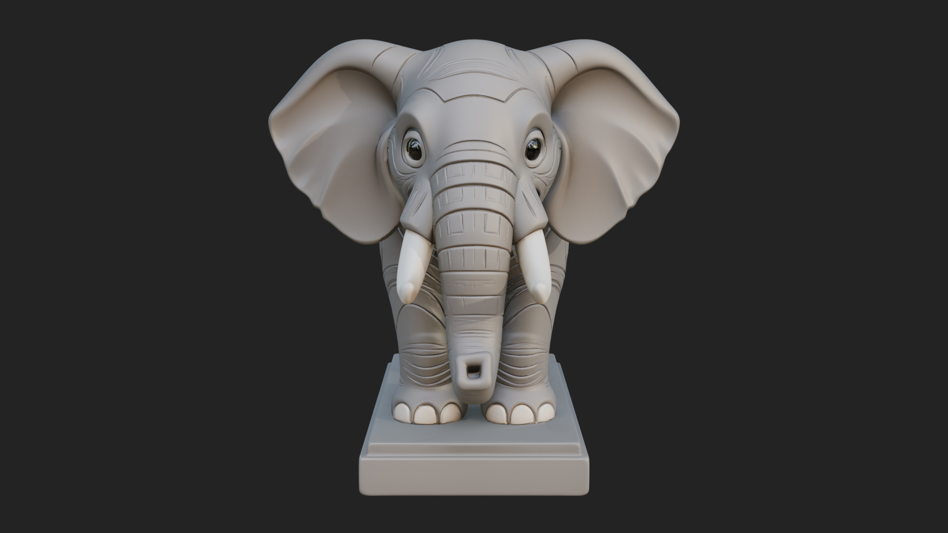 Cute Cartoon Elephant Statue Design 3 3D Print Model 3D Model