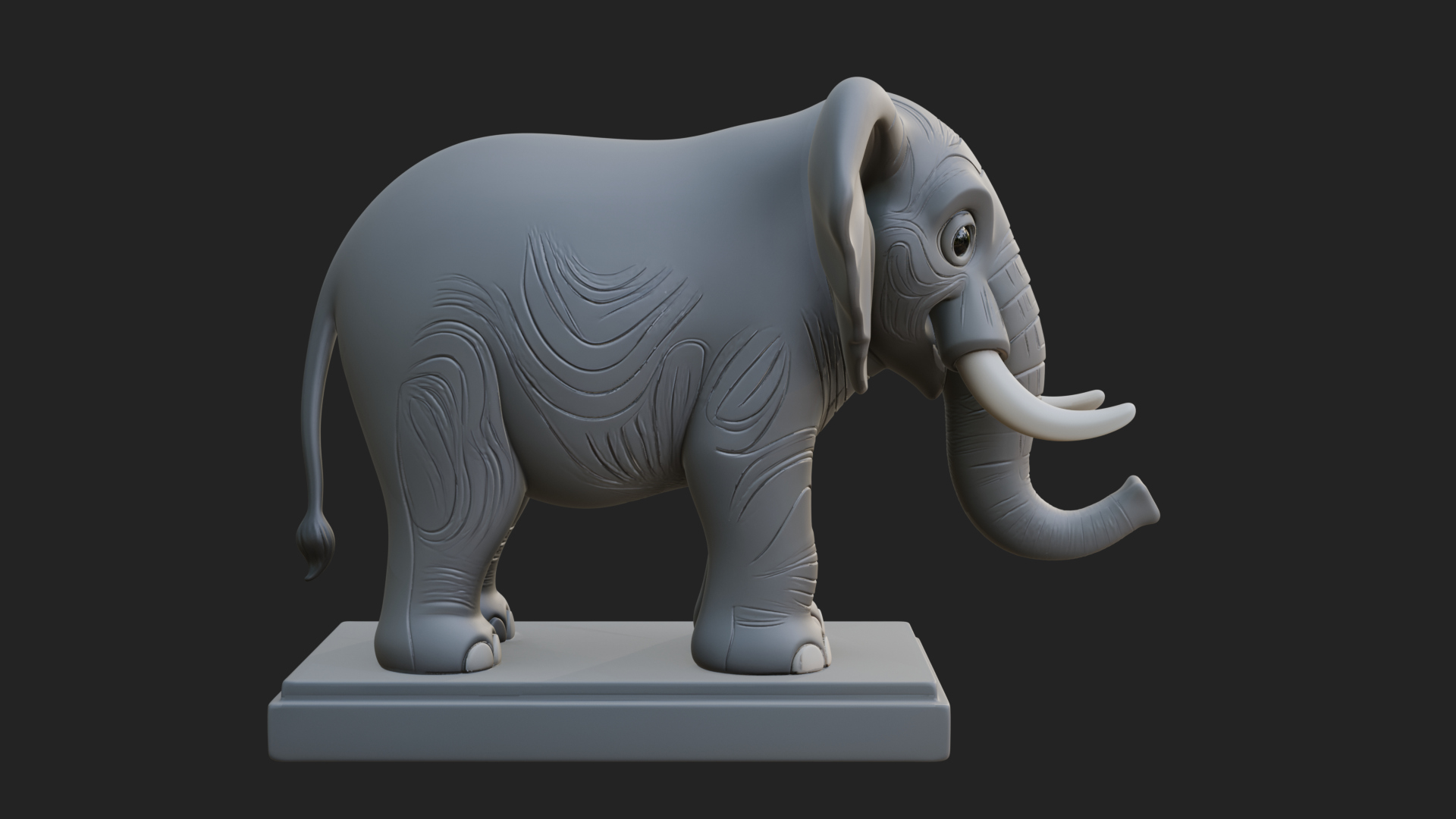Cute Cartoon Elephant Statue Design 3 3D Print Model 3D Model