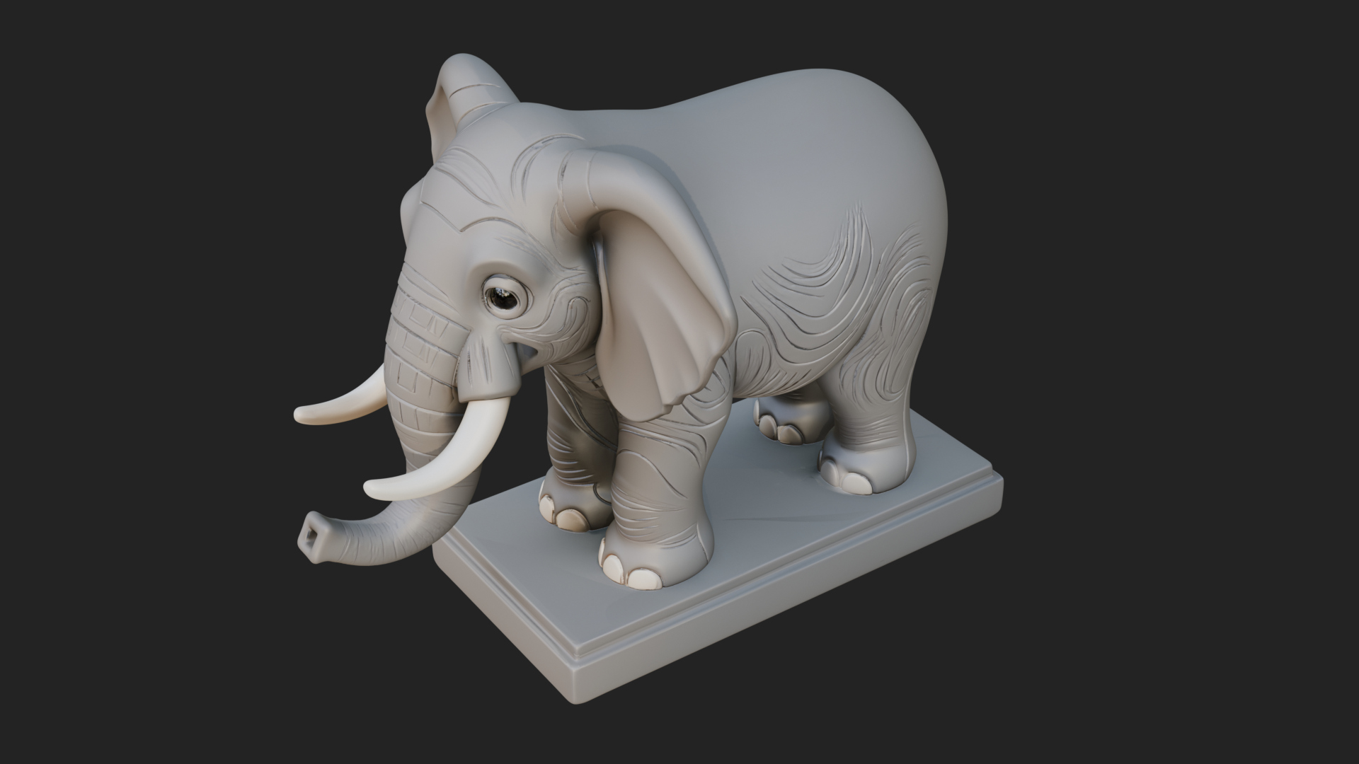 Cute Cartoon Elephant Statue Design 3 3D Print Model 3D Model