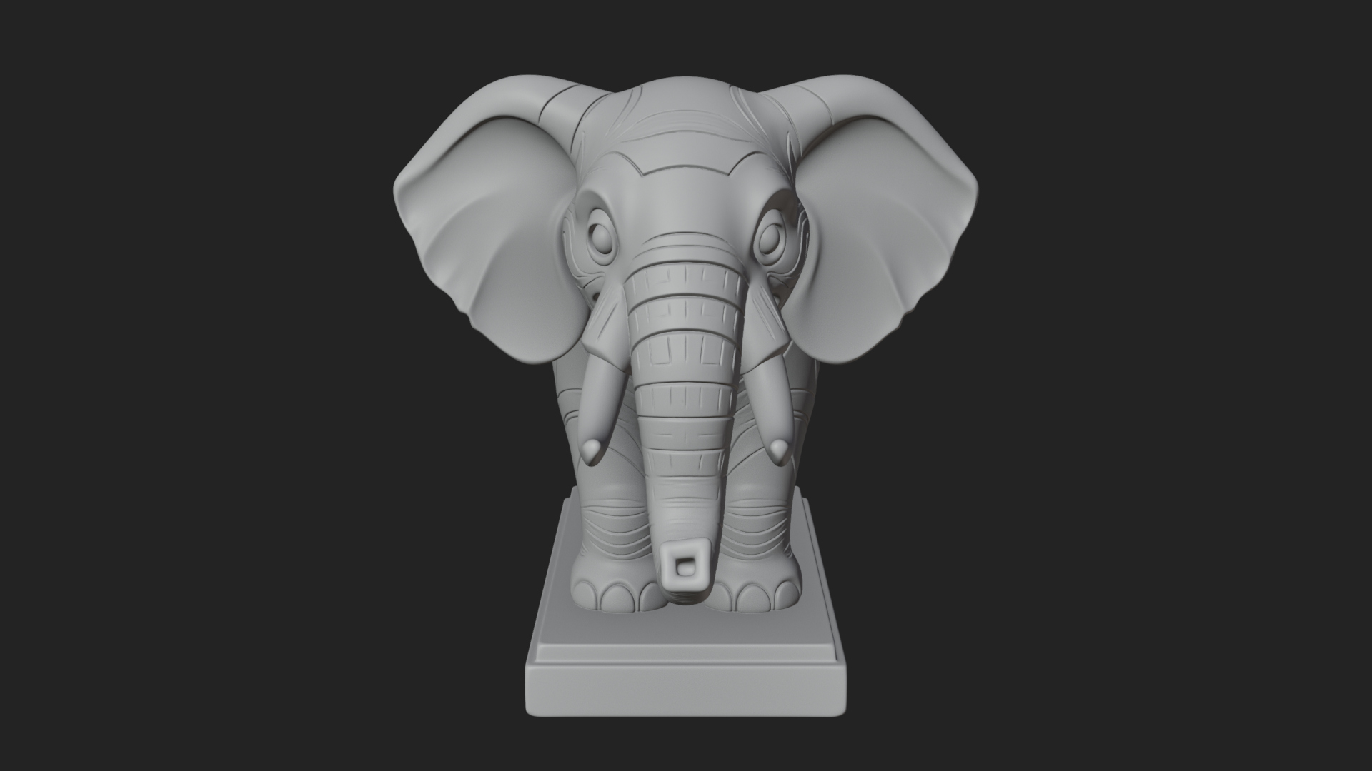 Cute Cartoon Elephant Statue Design 3 3D Print Model 3D Model