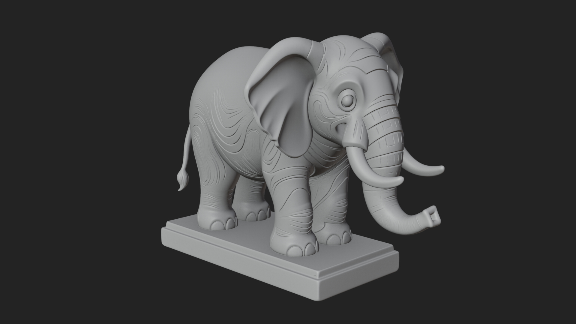 Cute Cartoon Elephant Statue Design 3 3D Print Model 3D Model