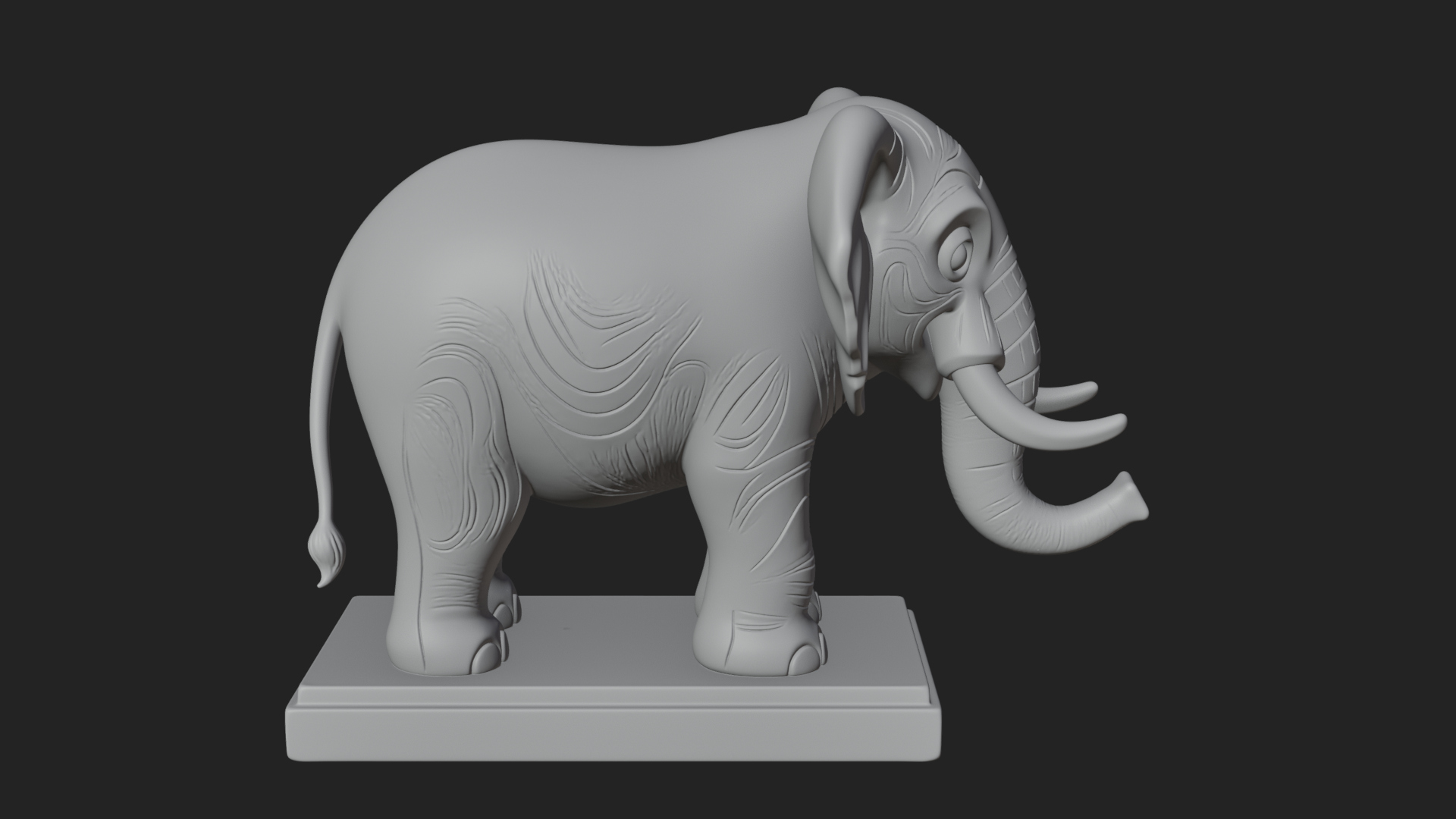 Cute Cartoon Elephant Statue Design 3 3D Print Model 3D Model
