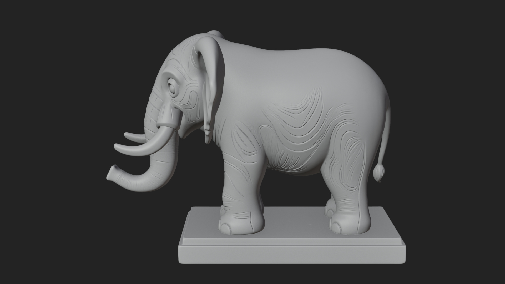 Cute Cartoon Elephant Statue Design 3 3D Print Model 3D Model