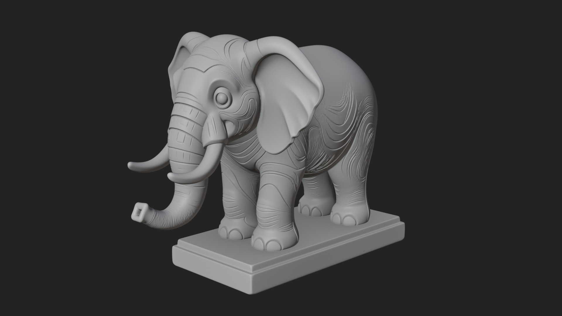 Cute Cartoon Elephant Statue Design 3 3D Print Model 3D Model