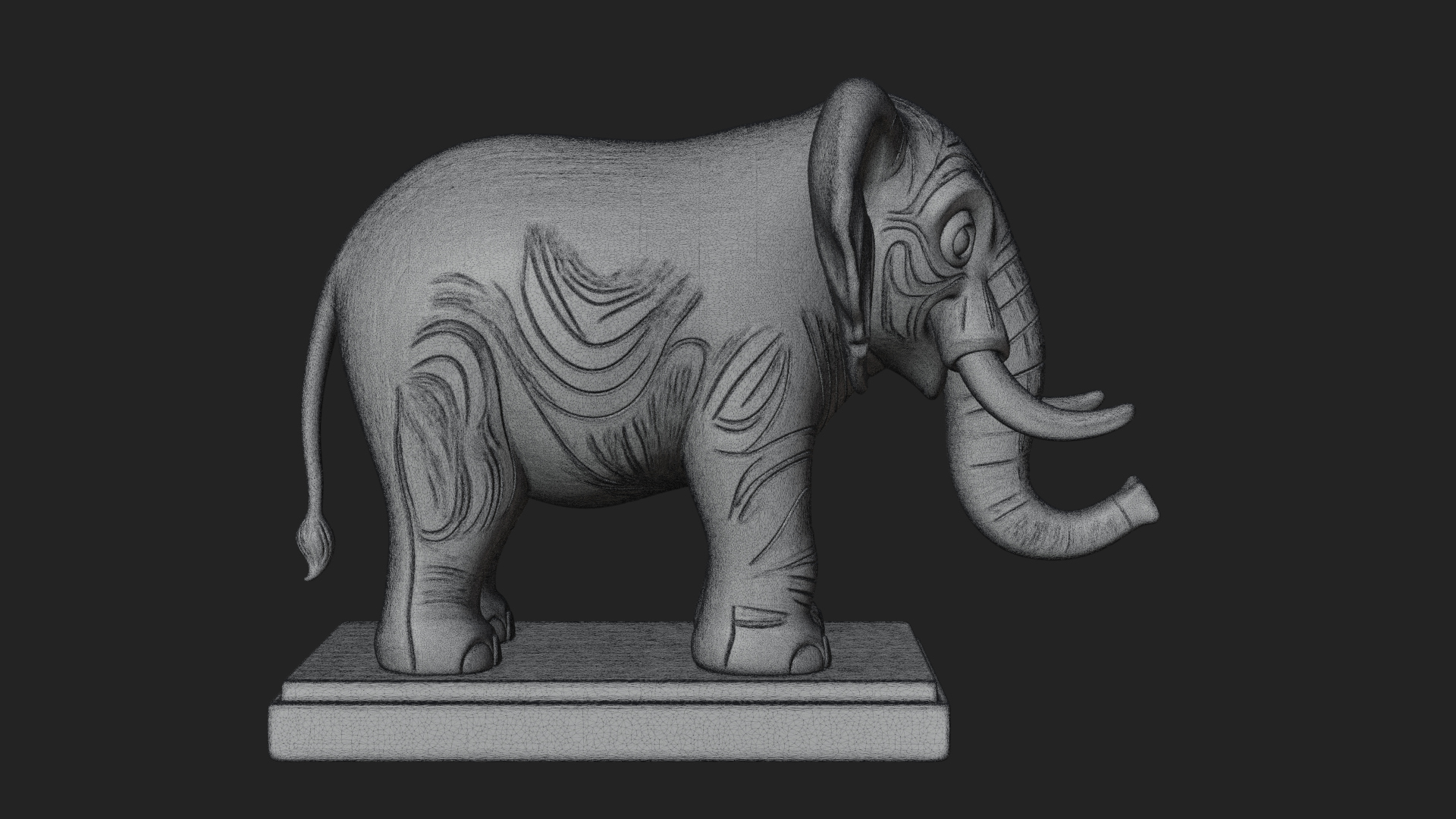 Cute Cartoon Elephant Statue Design 3 3D Print Model 3D Model