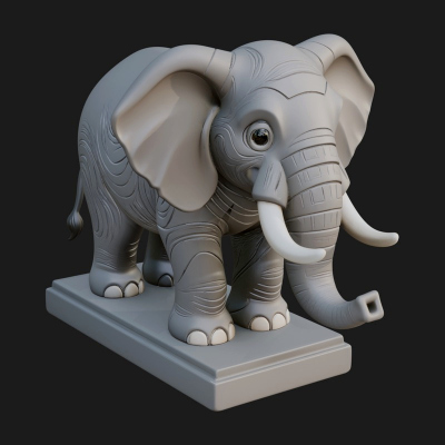 Cute Cartoon Elephant Statue Design 3 3D Print Model