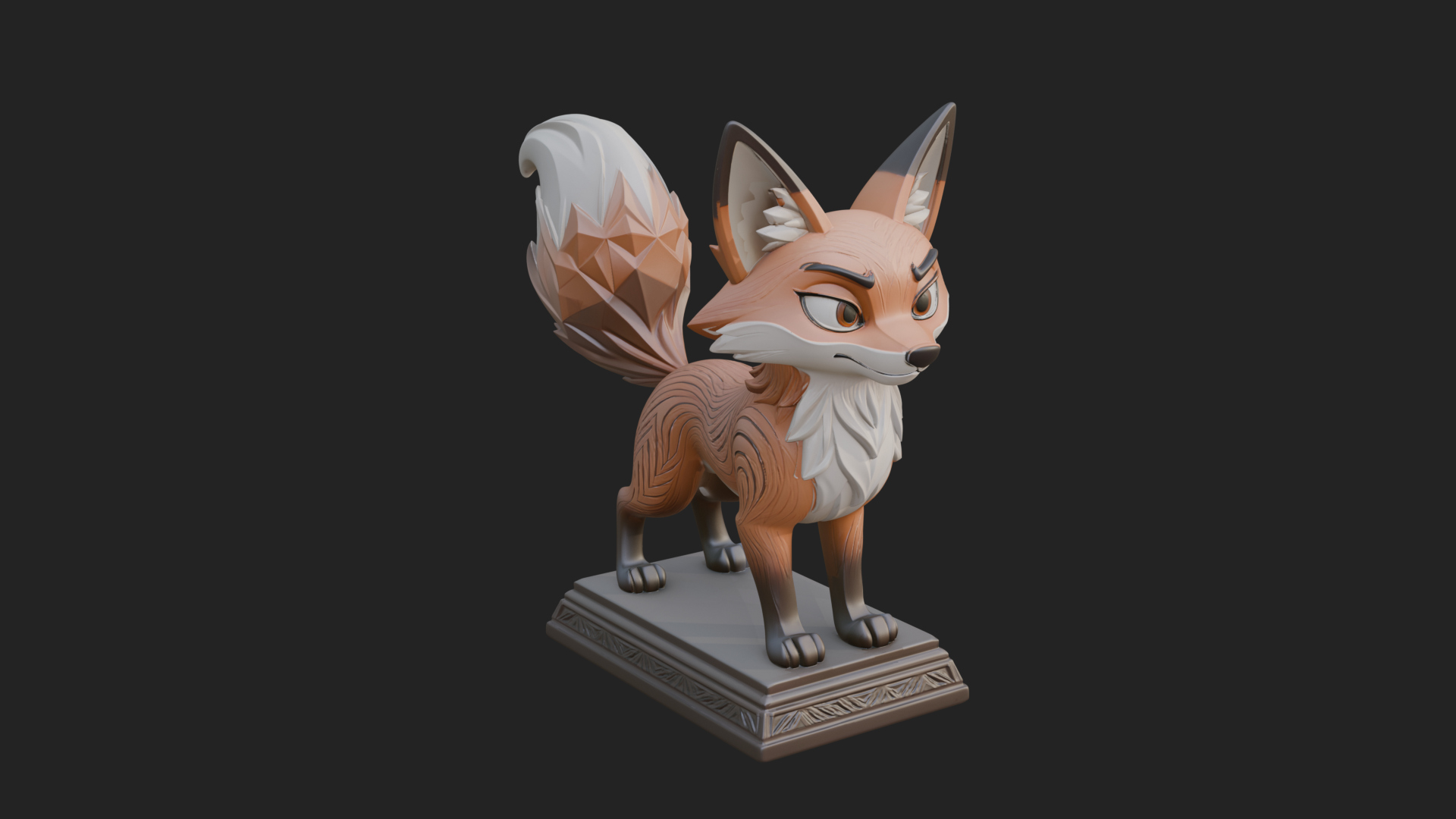 Cute Cartoon Fox Statue Design 1 3D Print Model 3D Model