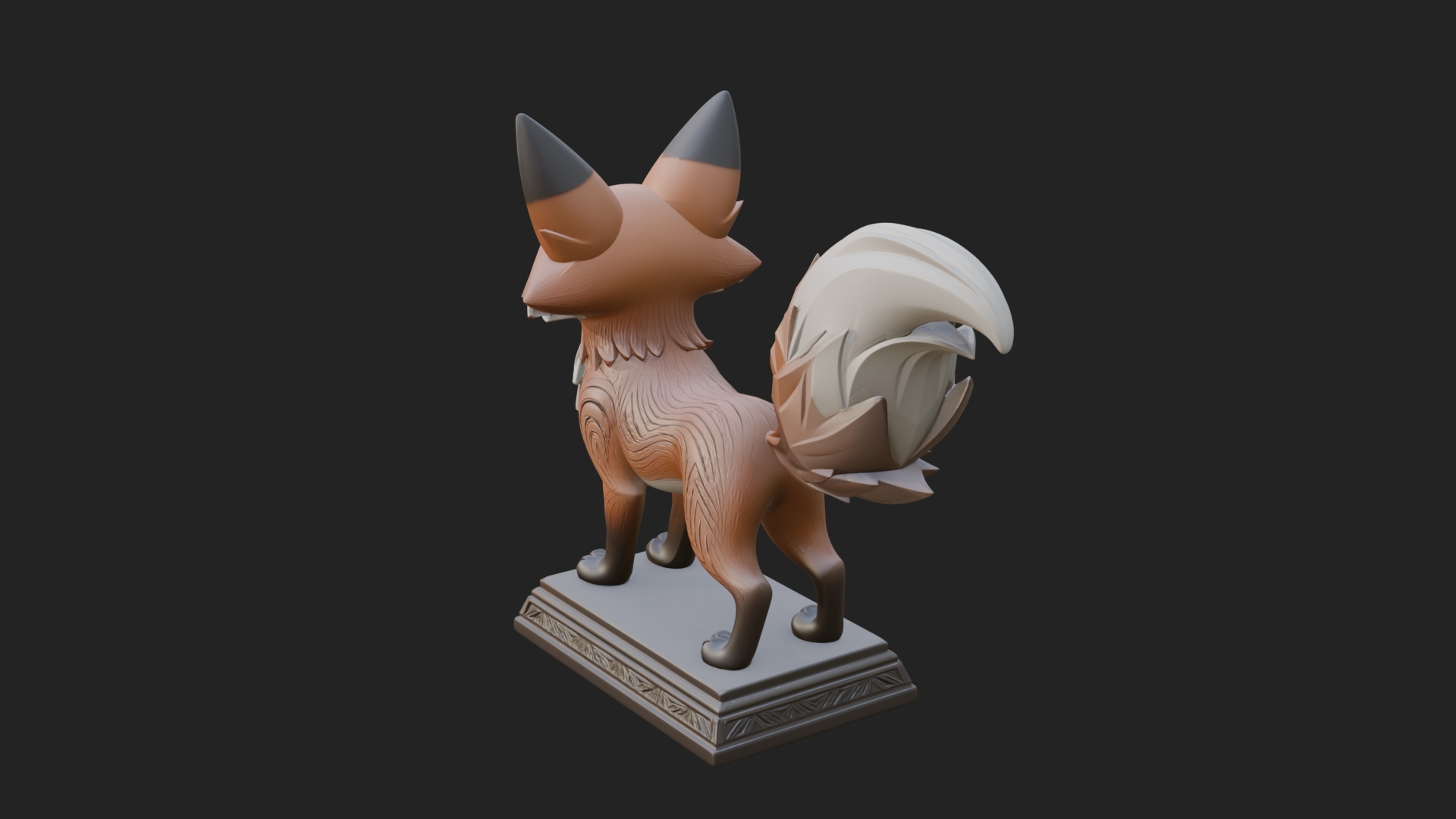 Cute Cartoon Fox Statue Design 1 3D Print Model 3D Model