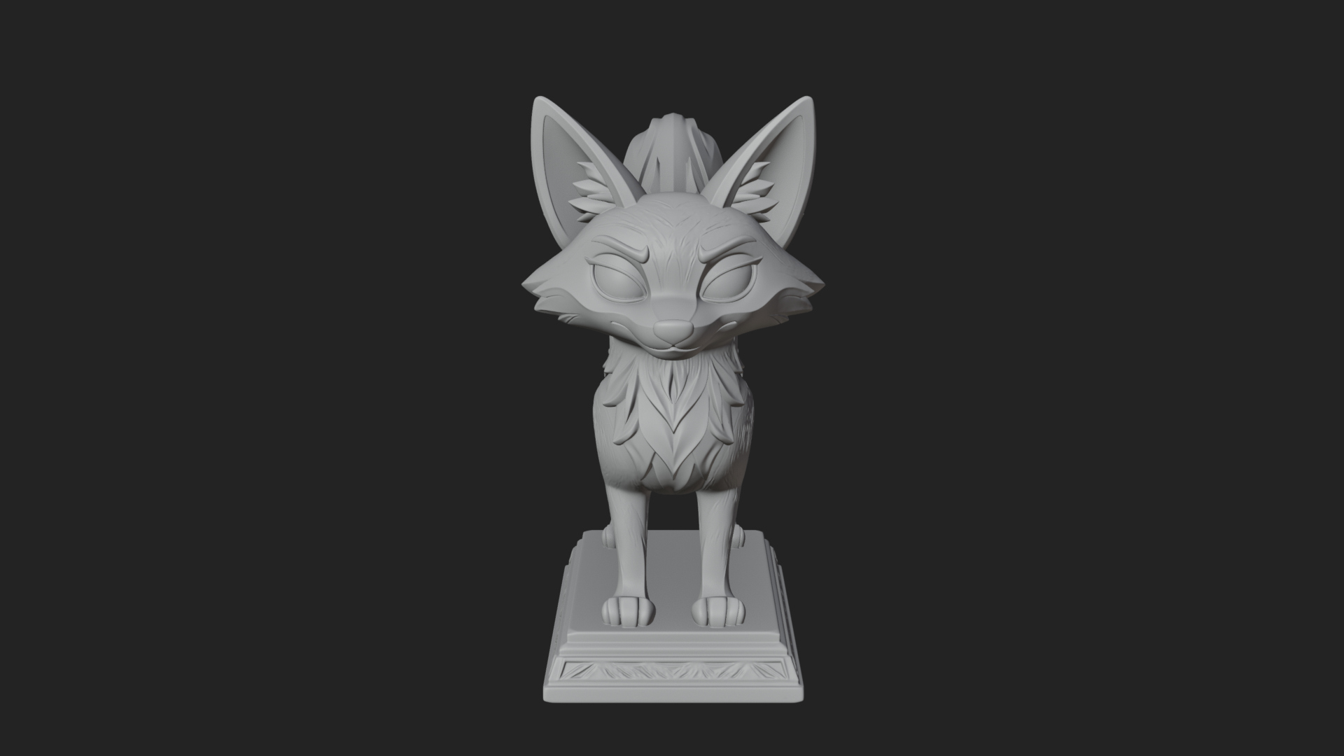 Cute Cartoon Fox Statue Design 1 3D Print Model 3D Model