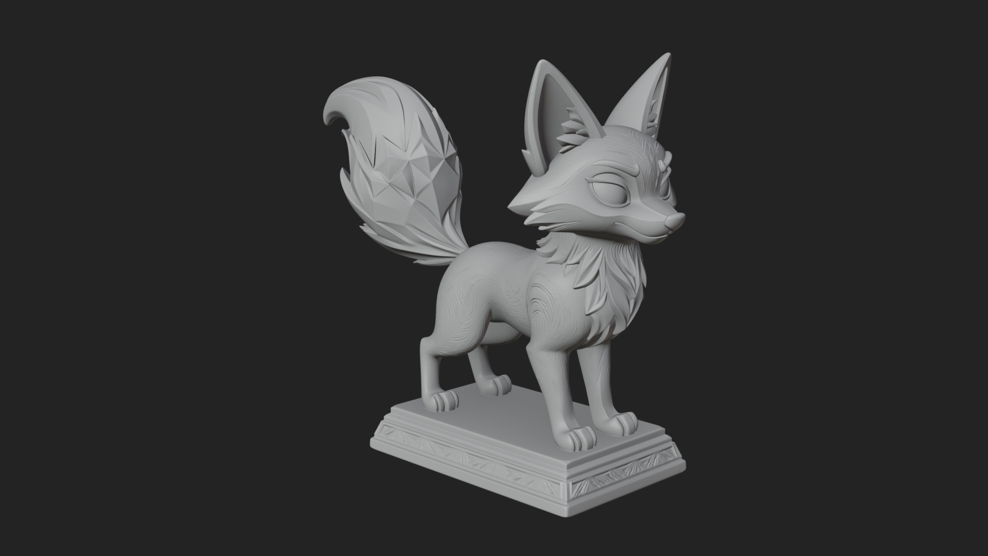 Cute Cartoon Fox Statue Design 1 3D Print Model 3D Model