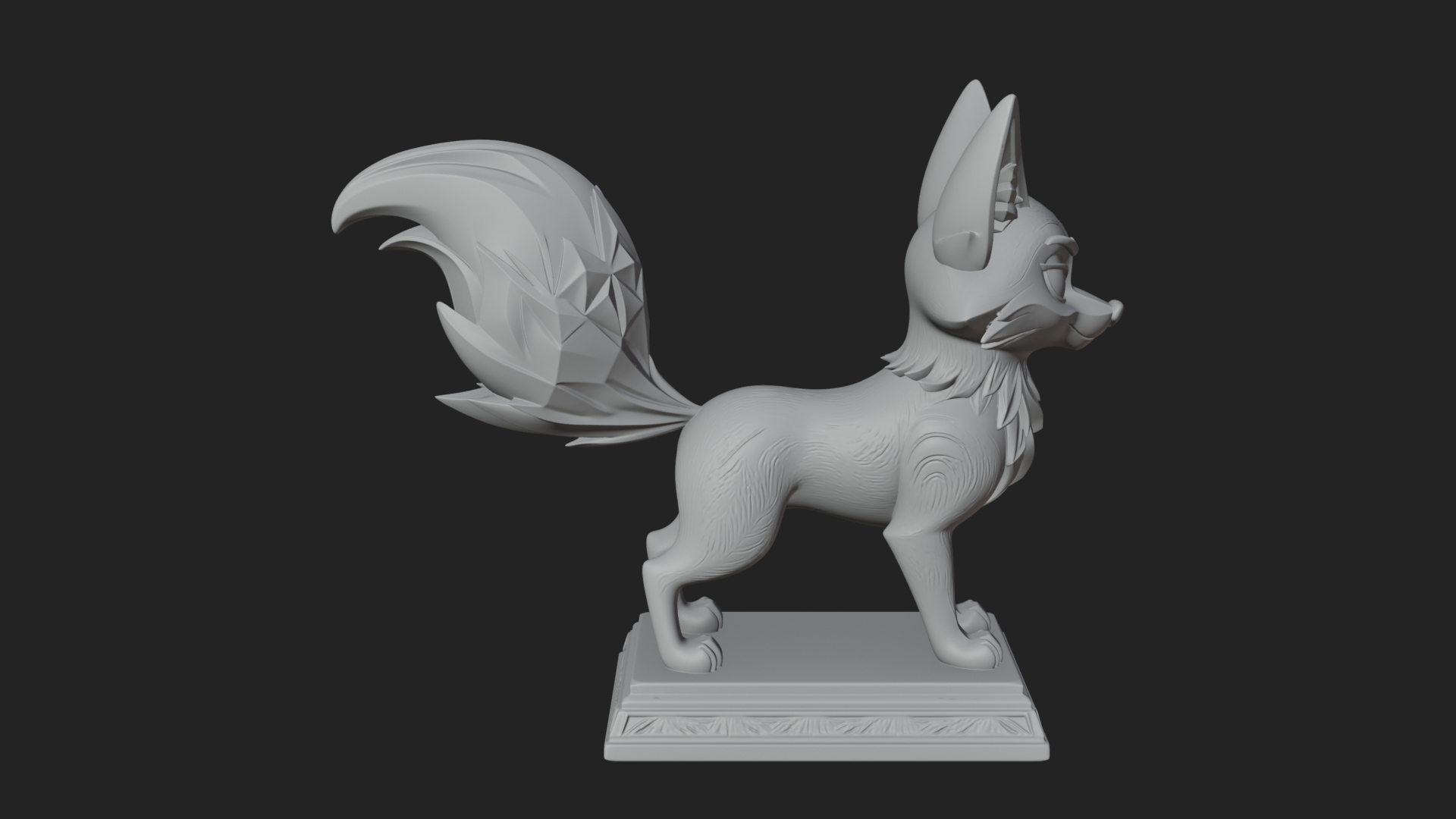 Cute Cartoon Fox Statue Design 1 3D Print Model 3D Model