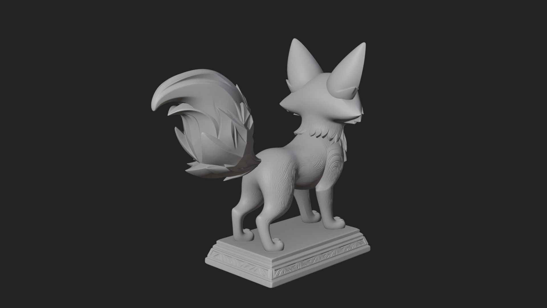 Cute Cartoon Fox Statue Design 1 3D Print Model 3D Model