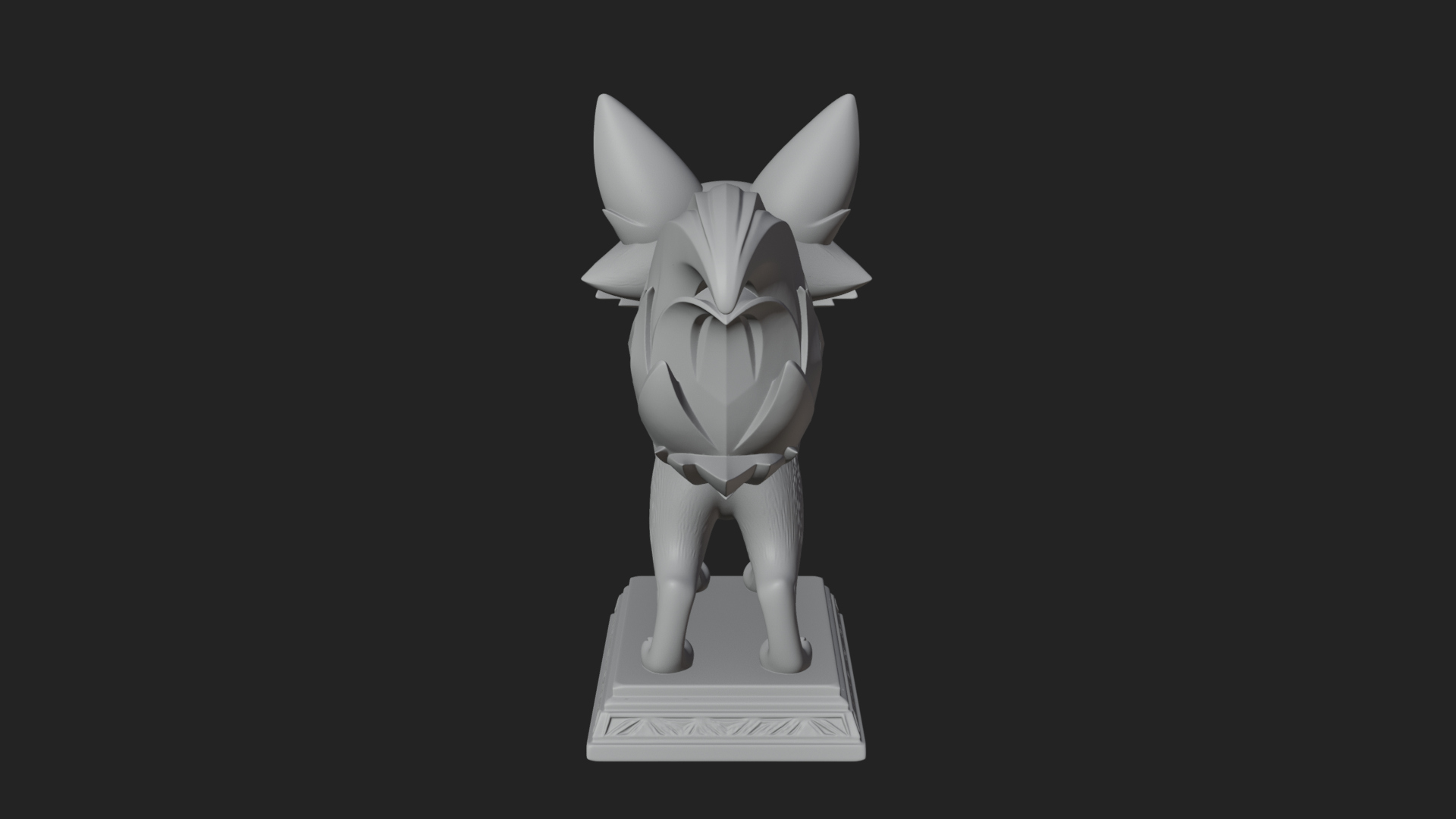 Cute Cartoon Fox Statue Design 1 3D Print Model 3D Model
