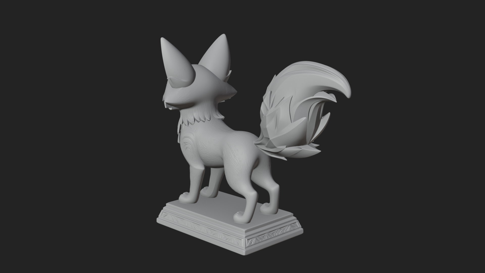 Cute Cartoon Fox Statue Design 1 3D Print Model 3D Model