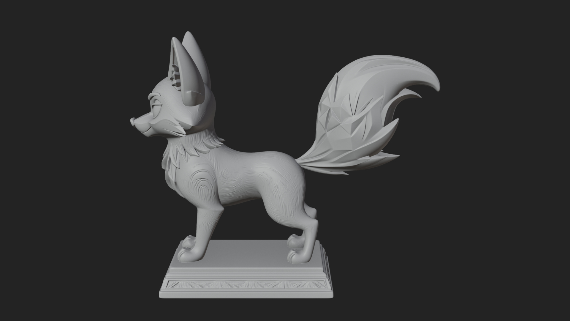 Cute Cartoon Fox Statue Design 1 3D Print Model 3D Model