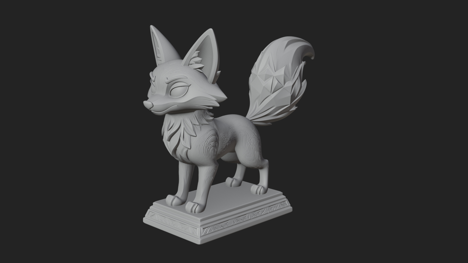 Cute Cartoon Fox Statue Design 1 3D Print Model 3D Model