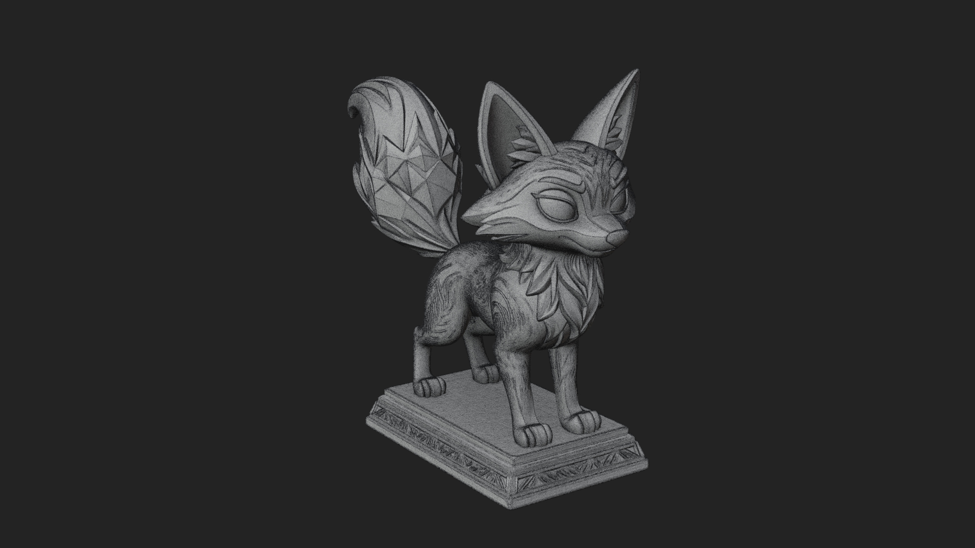 Cute Cartoon Fox Statue Design 1 3D Print Model 3D Model