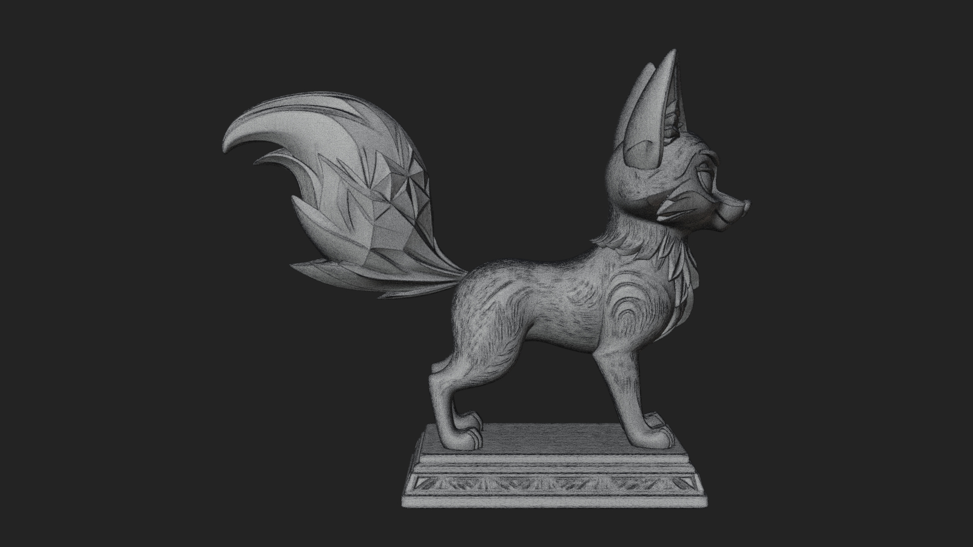 Cute Cartoon Fox Statue Design 1 3D Print Model 3D Model