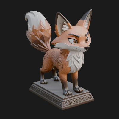 Cute Cartoon Fox Statue Design 1 3D Print Model