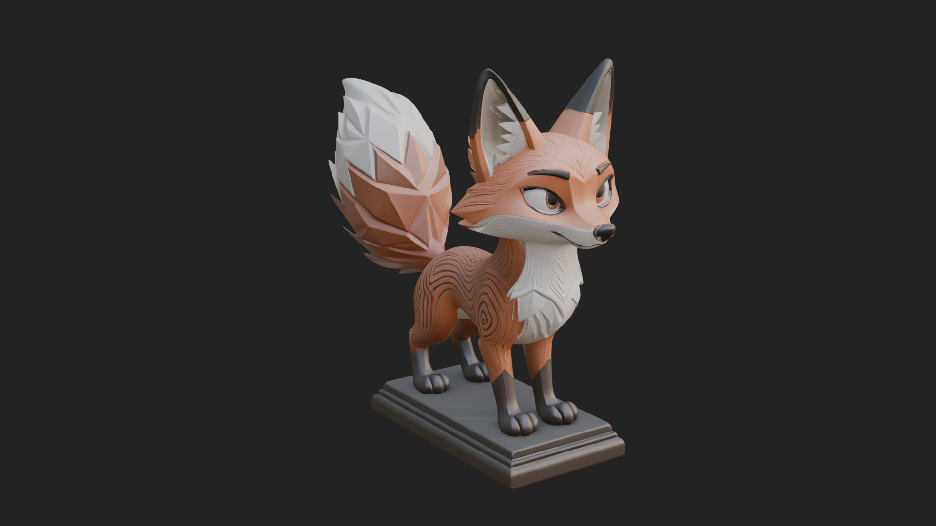 Cute Cartoon Fox Statue Design 2 3D Print Model 3D Model
