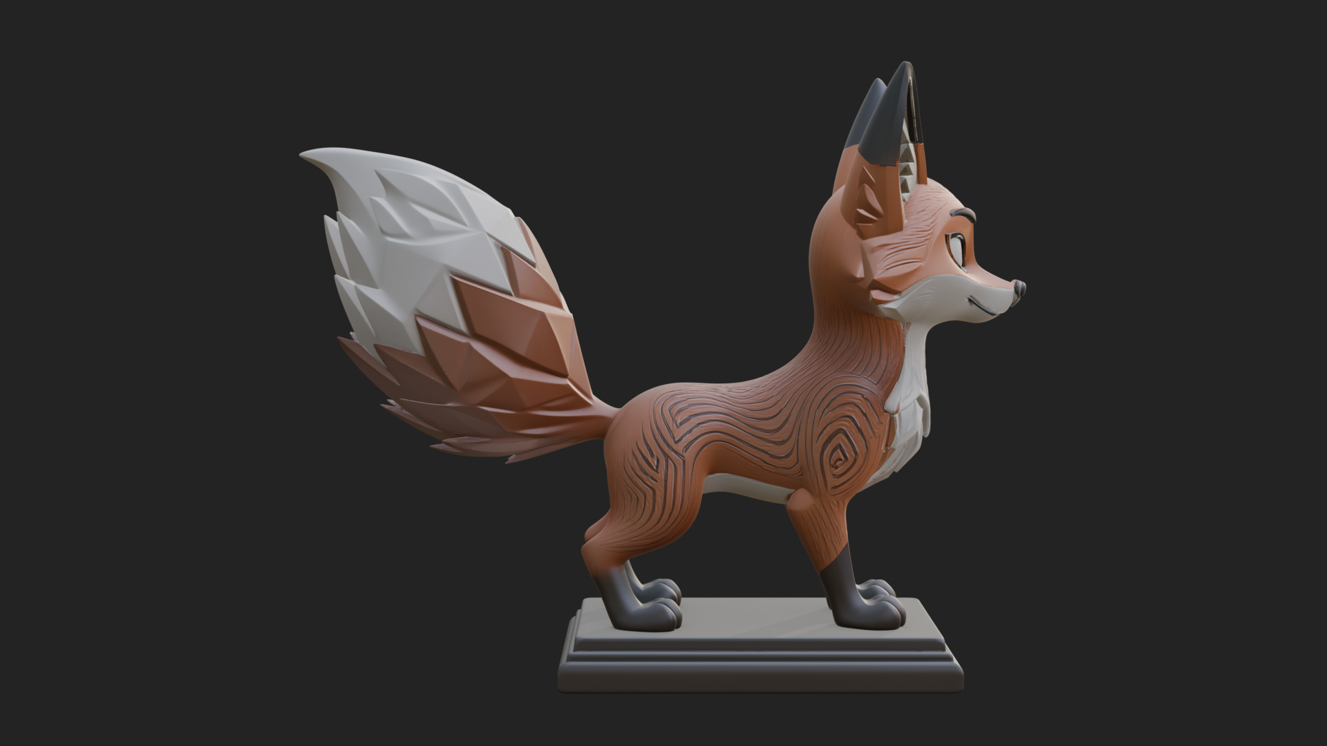 Cute Cartoon Fox Statue Design 2 3D Print Model 3D Model