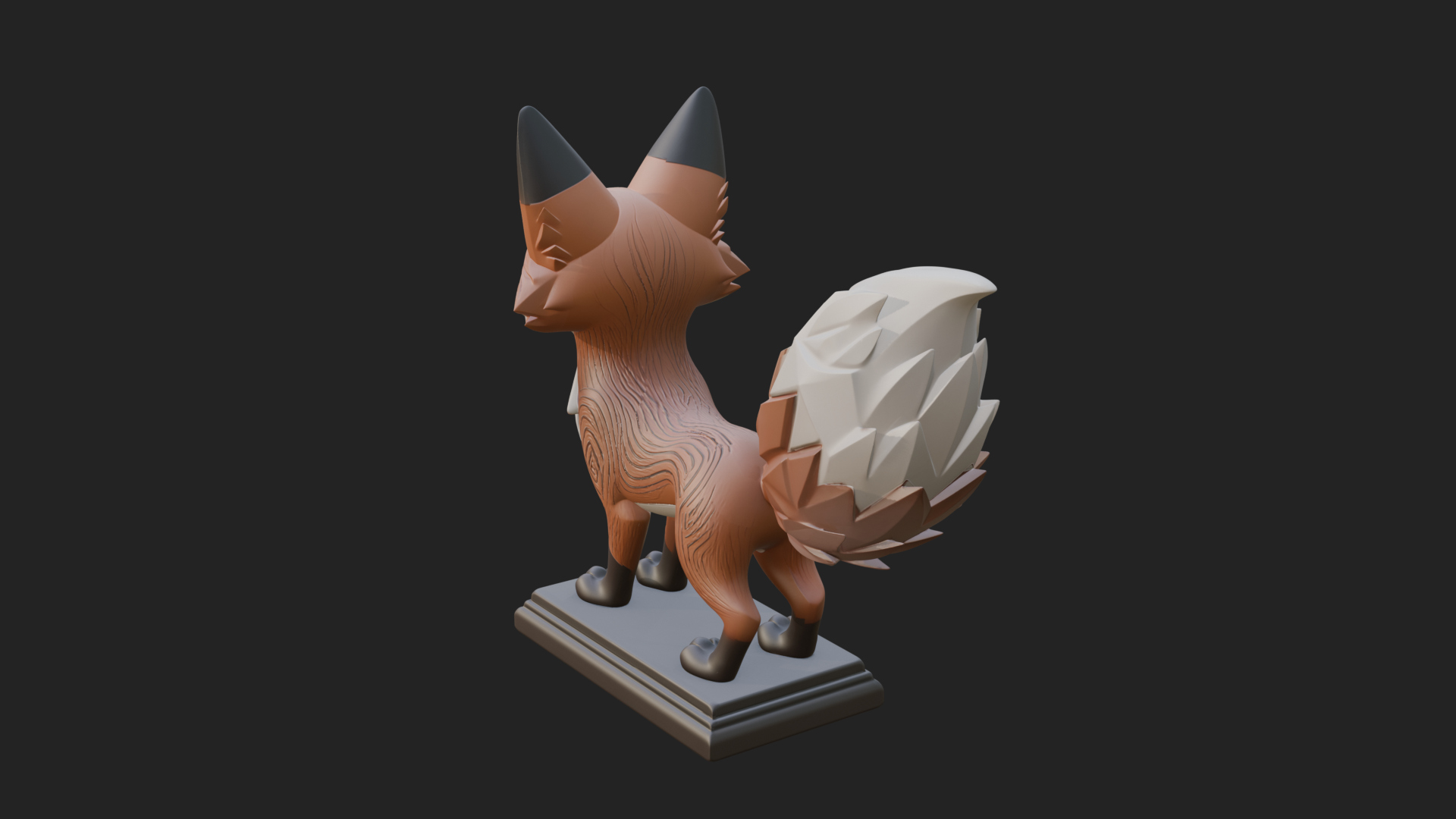 Cute Cartoon Fox Statue Design 2 3D Print Model 3D Model