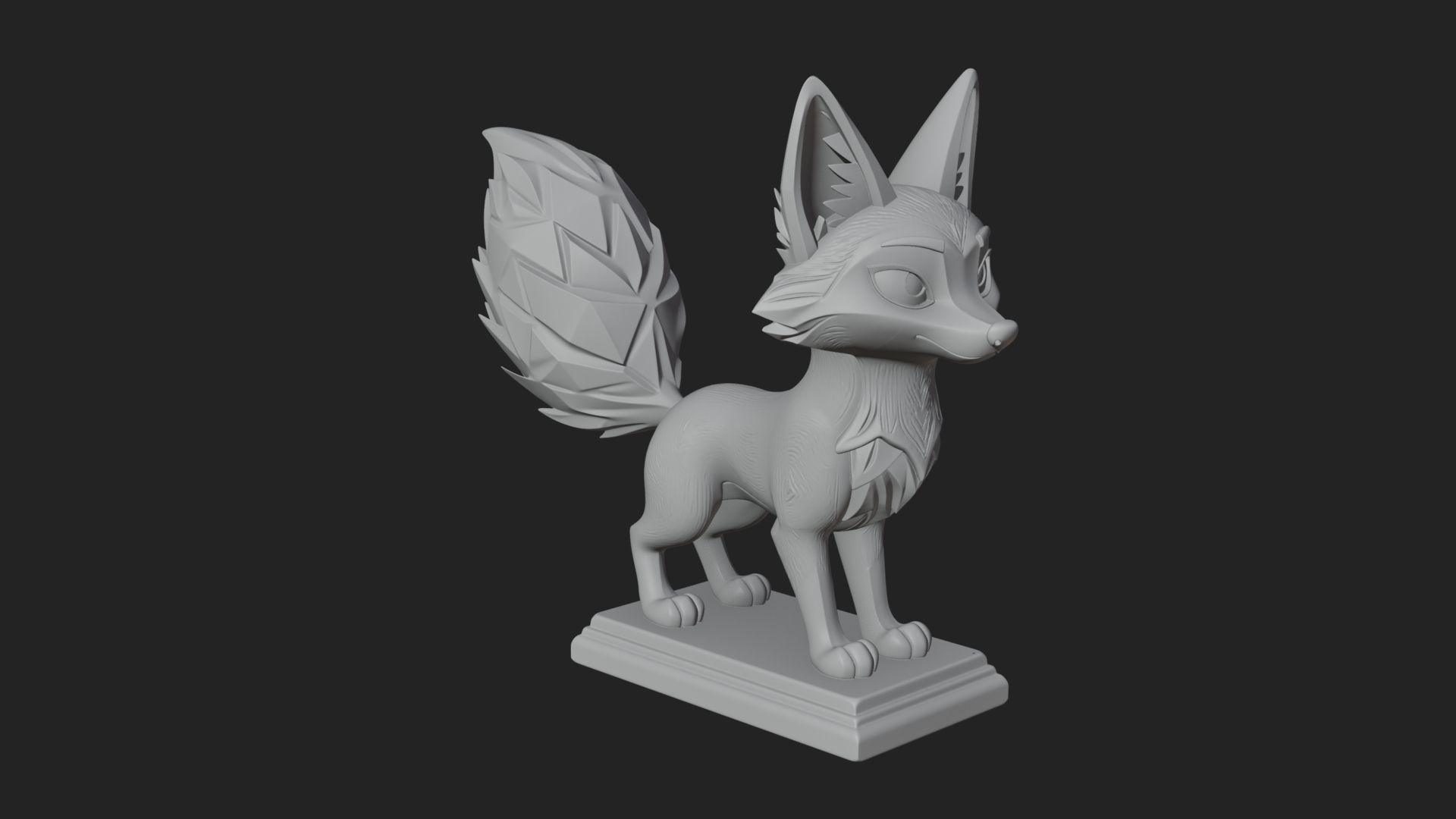 Cute Cartoon Fox Statue Design 2 3D Print Model 3D Model
