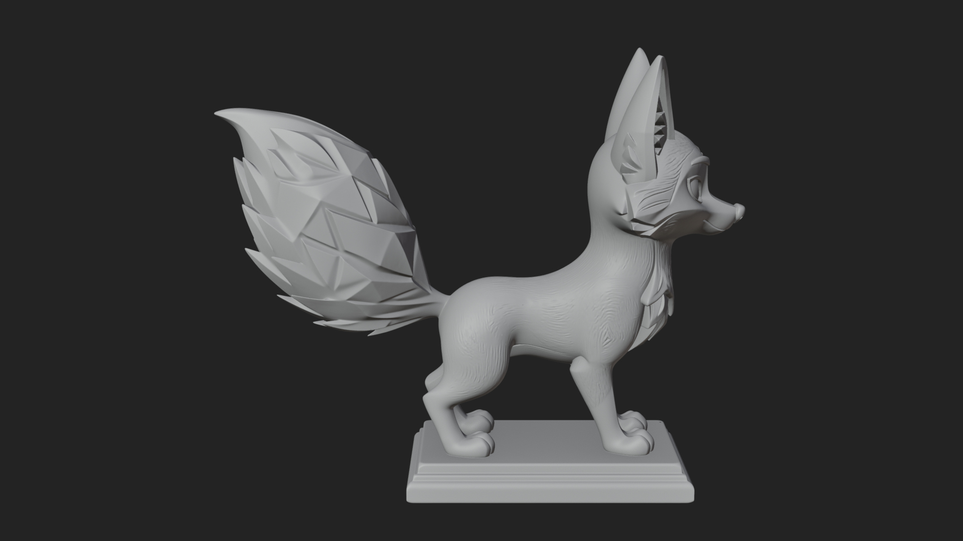Cute Cartoon Fox Statue Design 2 3D Print Model 3D Model
