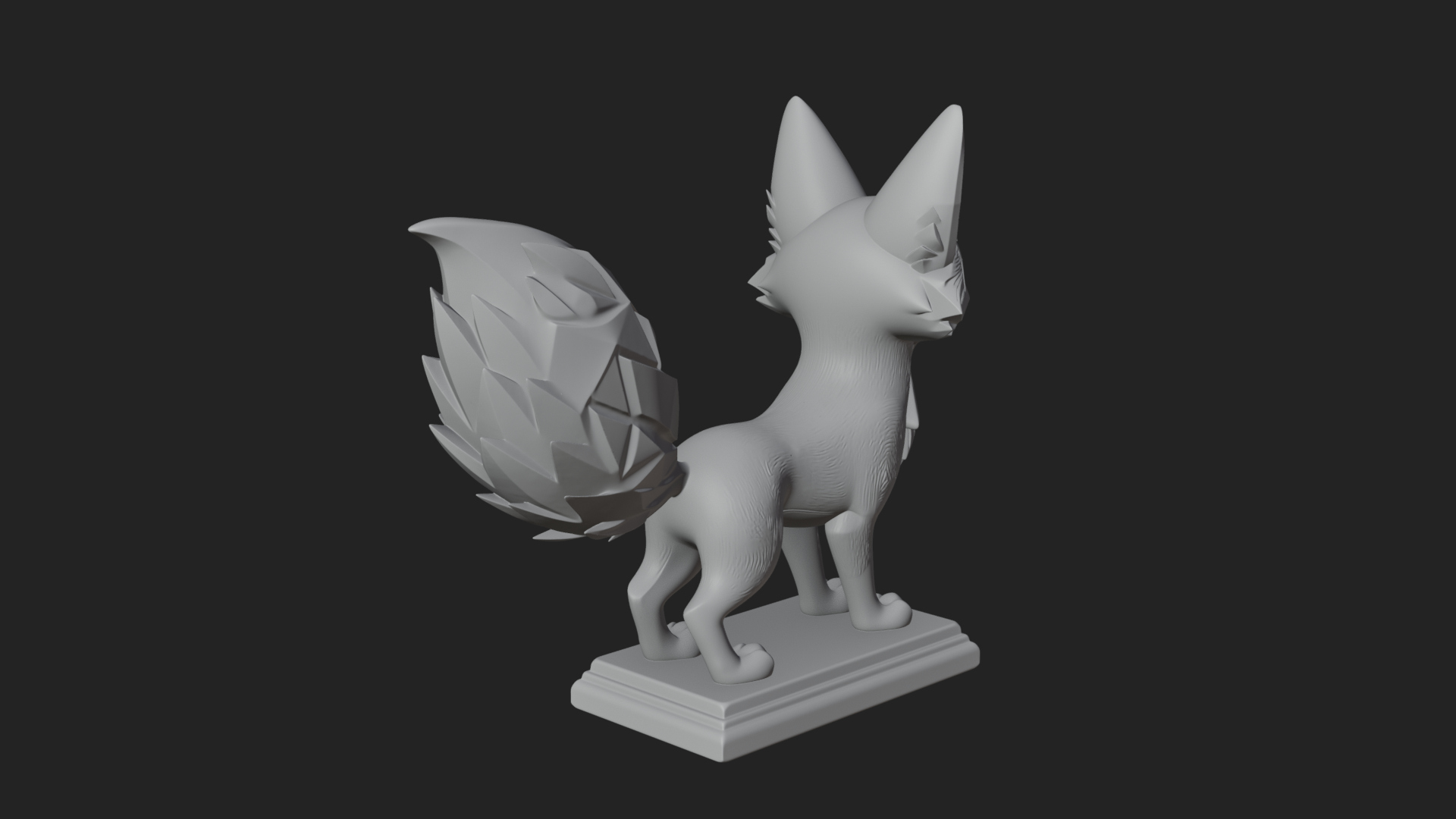 Cute Cartoon Fox Statue Design 2 3D Print Model 3D Model