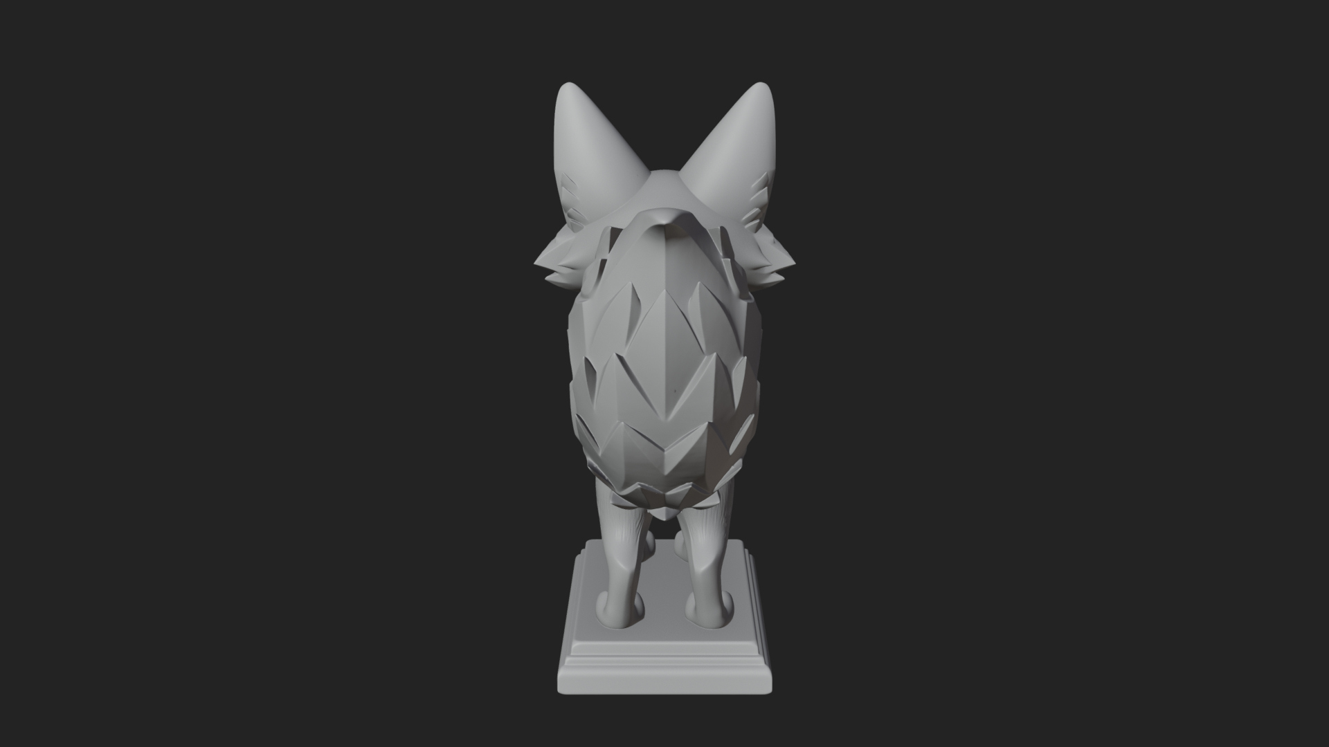Cute Cartoon Fox Statue Design 2 3D Print Model 3D Model