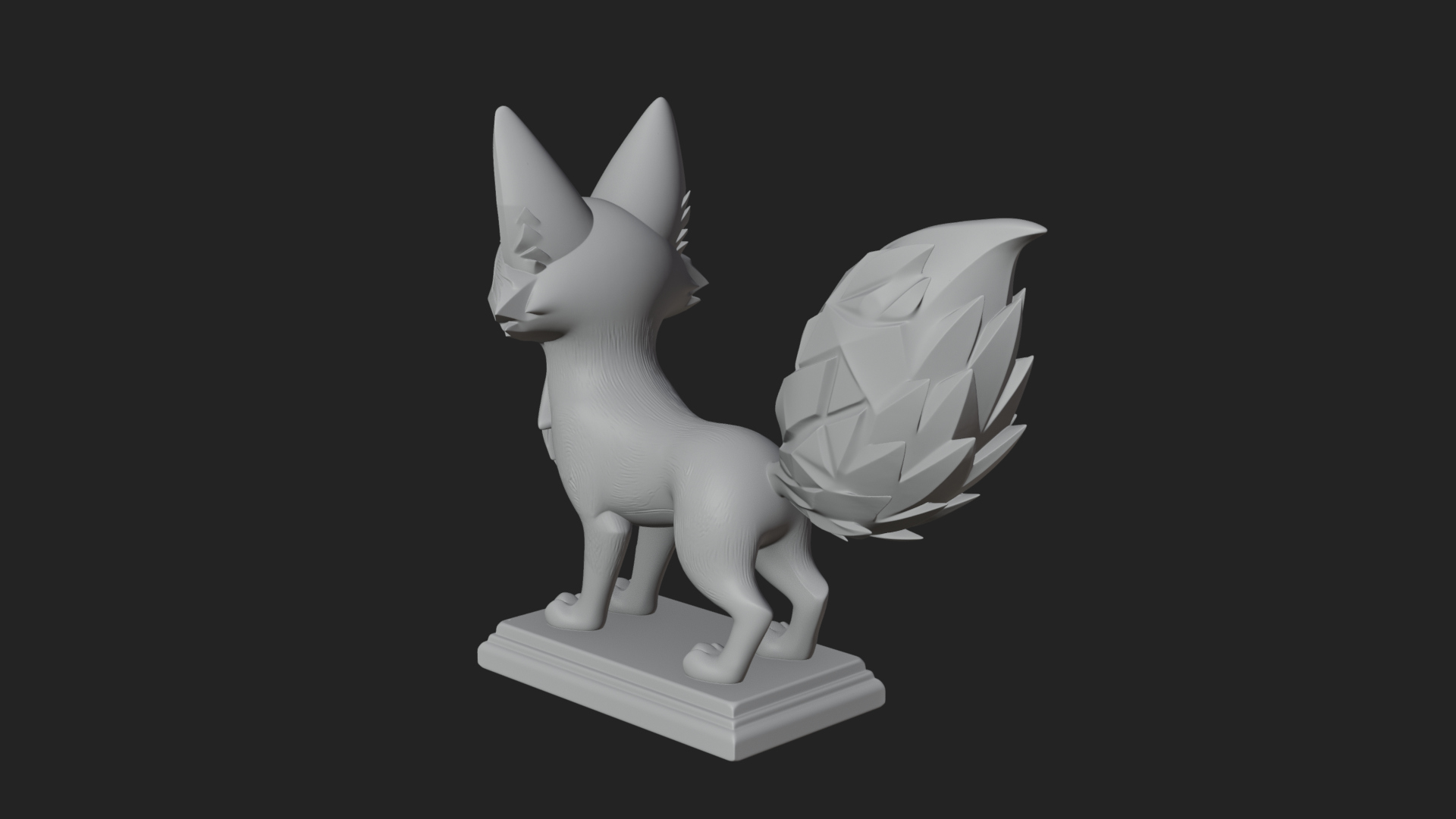 Cute Cartoon Fox Statue Design 2 3D Print Model 3D Model