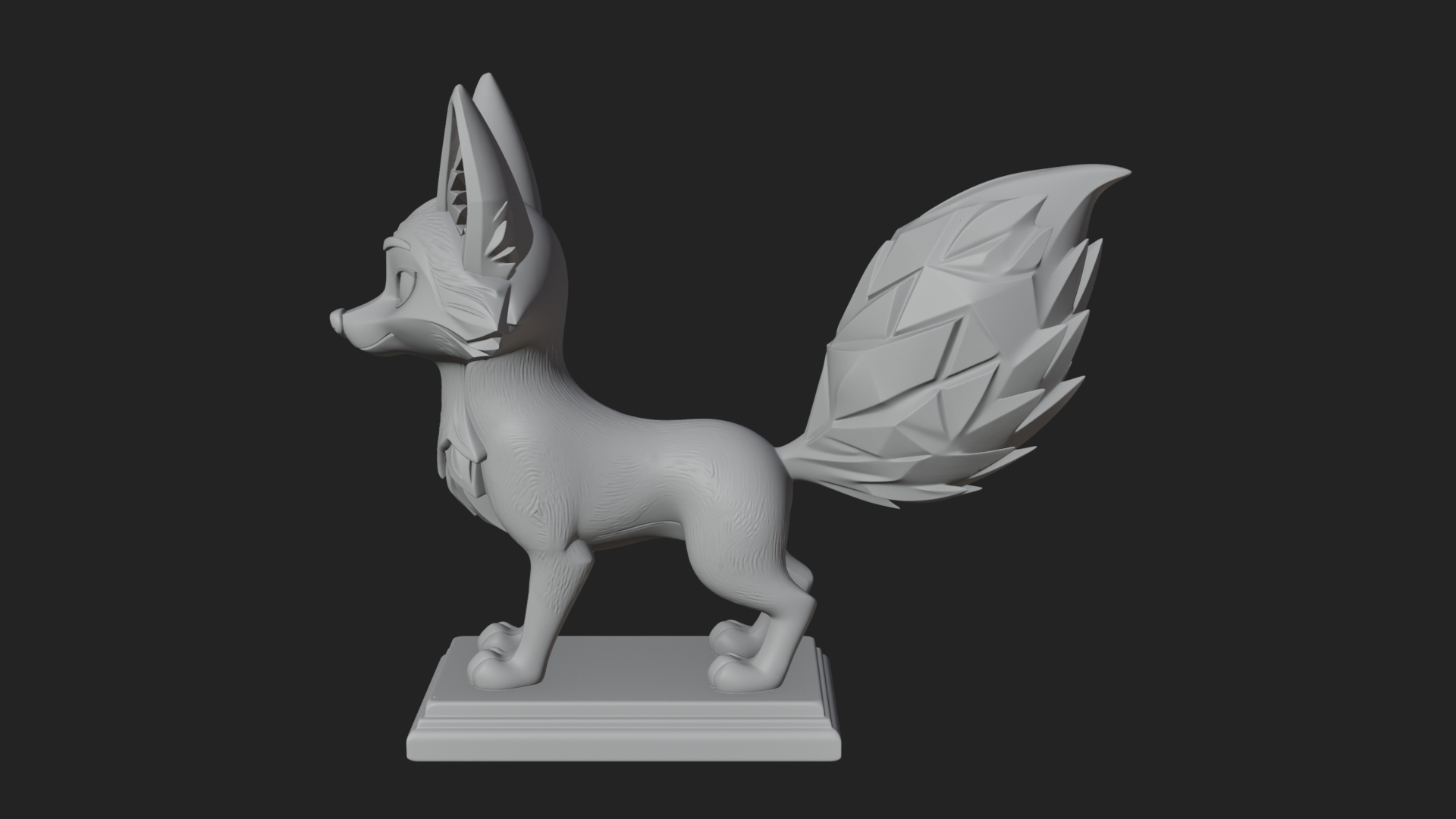 Cute Cartoon Fox Statue Design 2 3D Print Model 3D Model