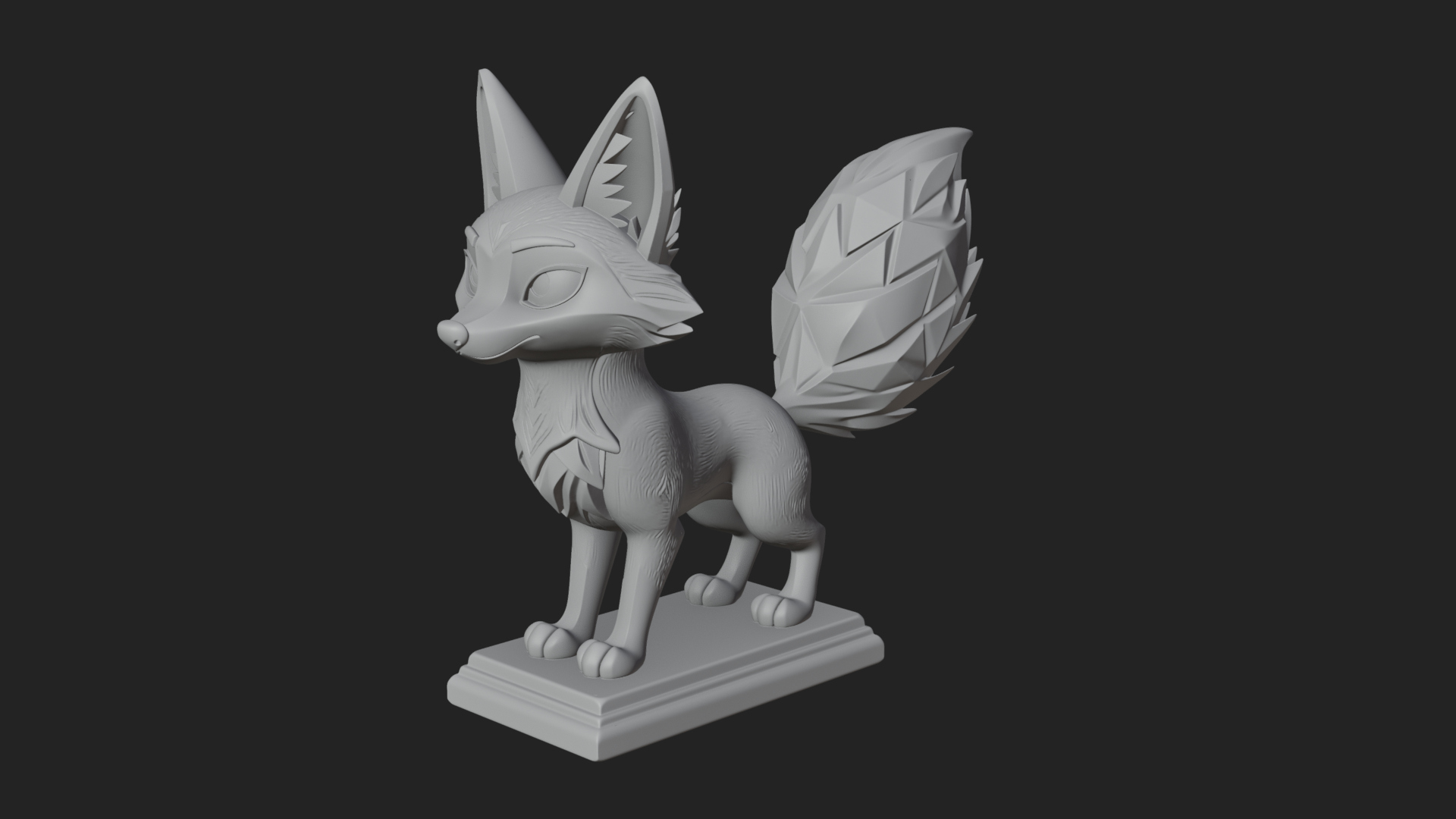 Cute Cartoon Fox Statue Design 2 3D Print Model 3D Model
