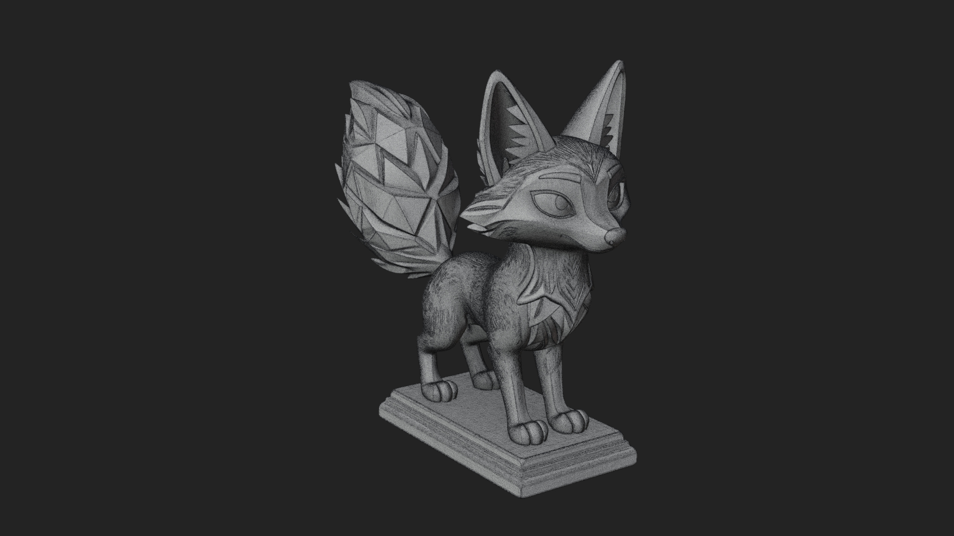 Cute Cartoon Fox Statue Design 2 3D Print Model 3D Model