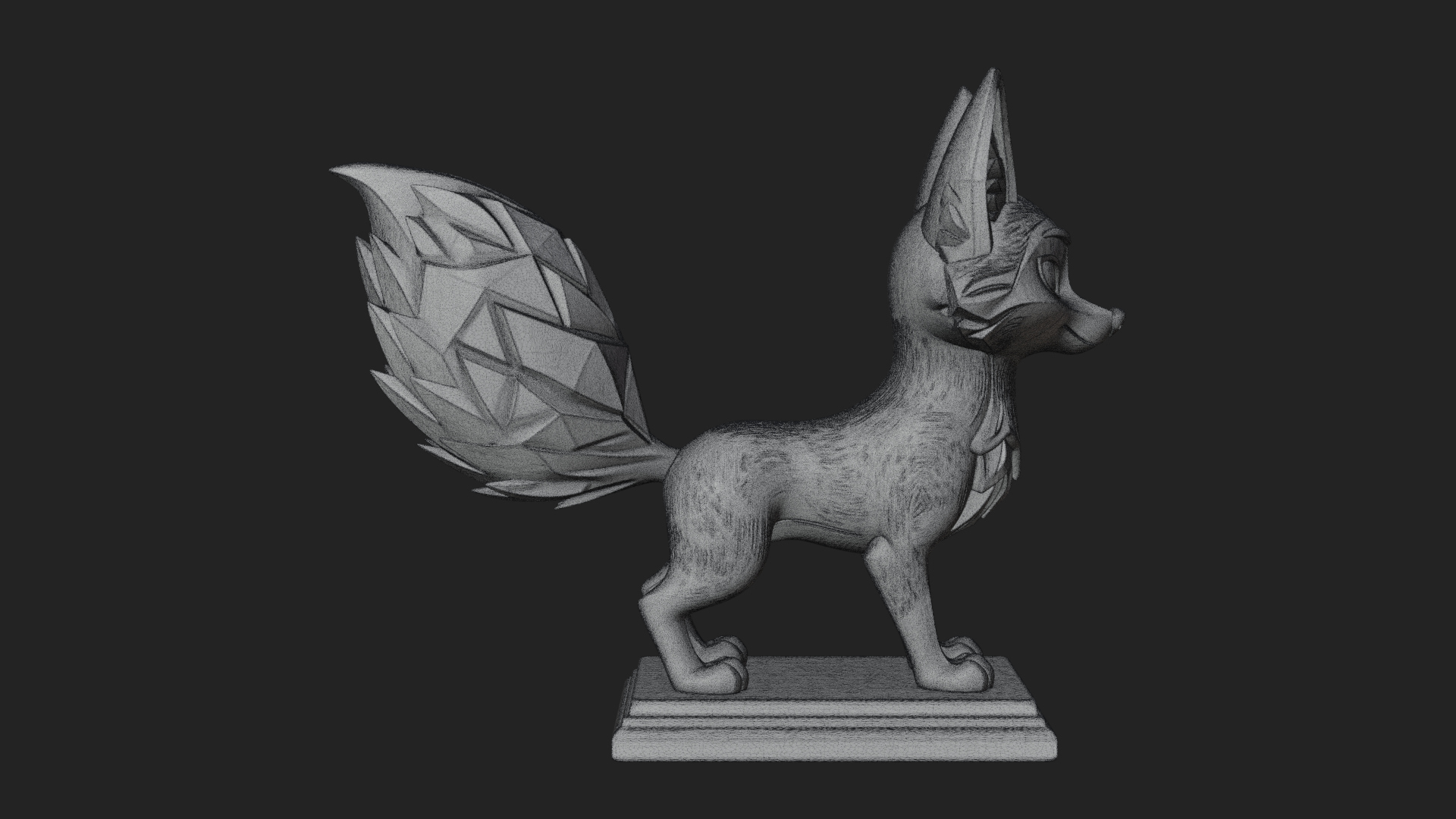 Cute Cartoon Fox Statue Design 2 3D Print Model 3D Model