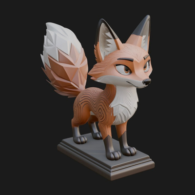 Cute Cartoon Fox Statue Design 2 3D Print Model