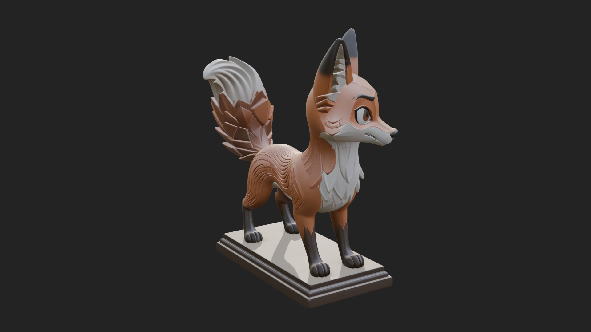 Cute Cartoon Fox Statue Design 3 3D Print Model 3D Model