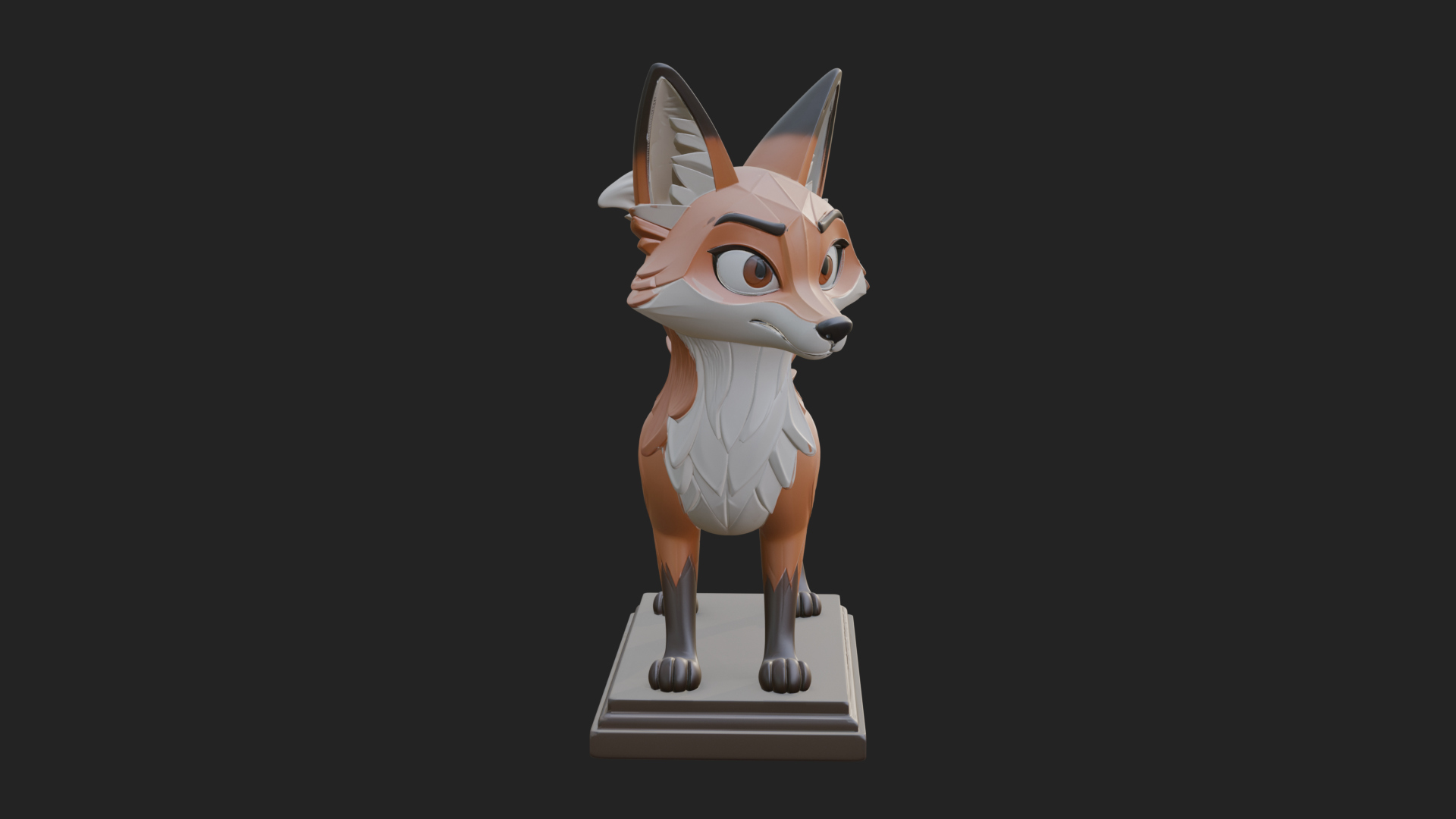 Cute Cartoon Fox Statue Design 3 3D Print Model 3D Model