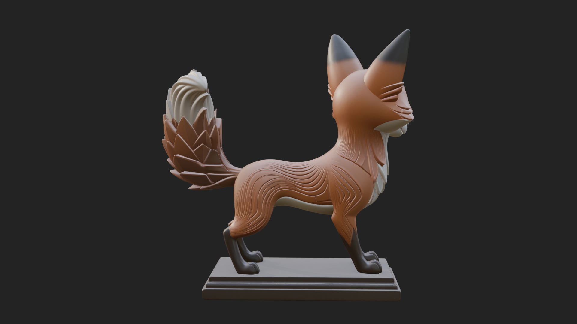 Cute Cartoon Fox Statue Design 3 3D Print Model 3D Model