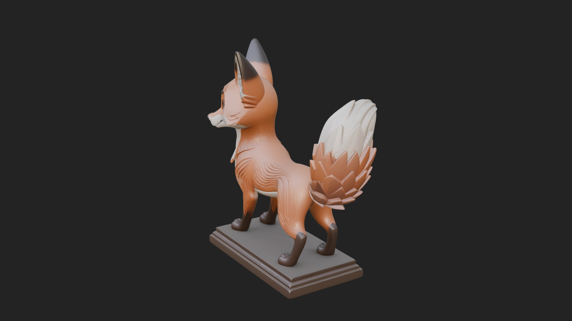 Cute Cartoon Fox Statue Design 3 3D Print Model 3D Model