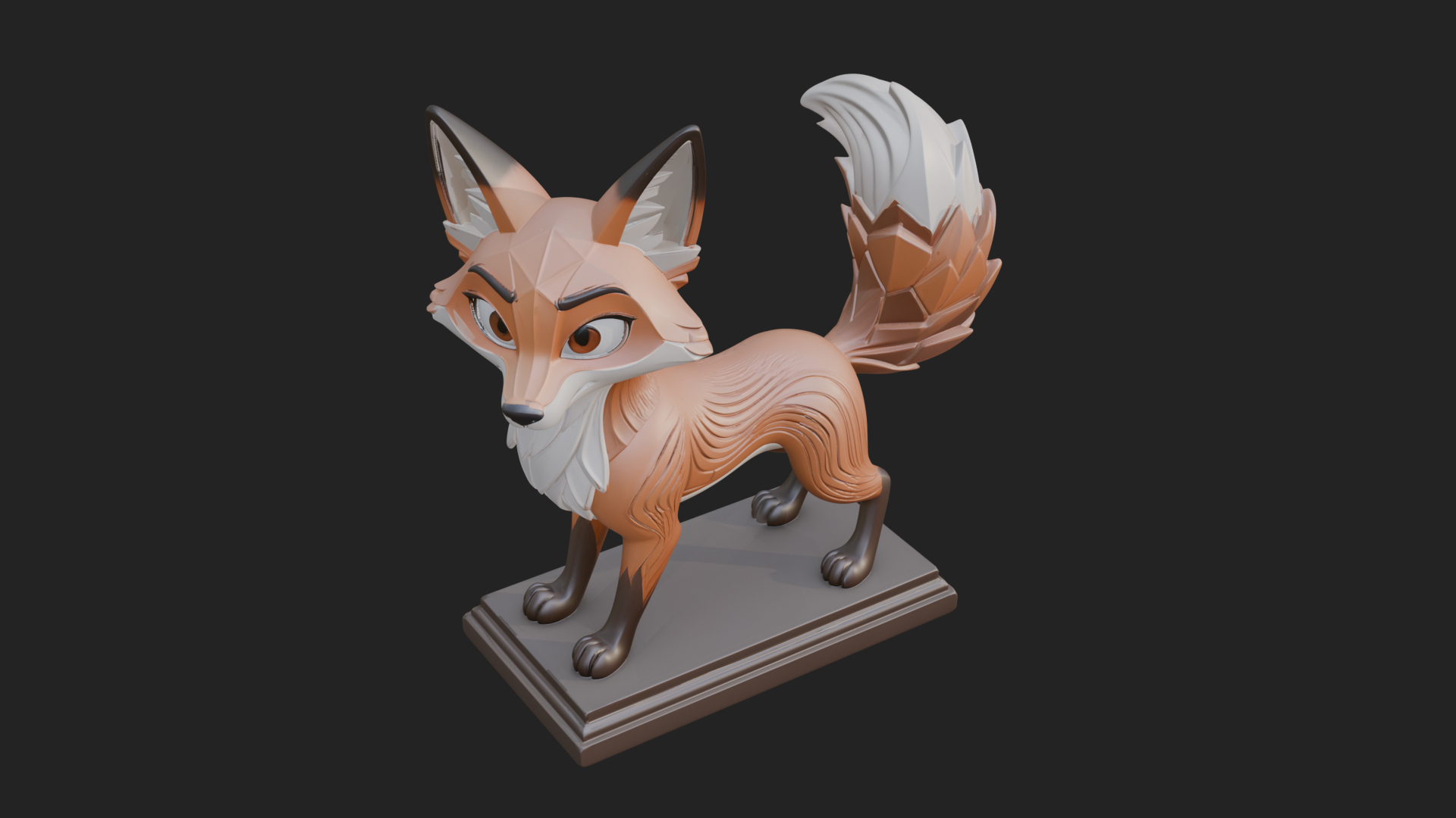 Cute Cartoon Fox Statue Design 3 3D Print Model 3D Model
