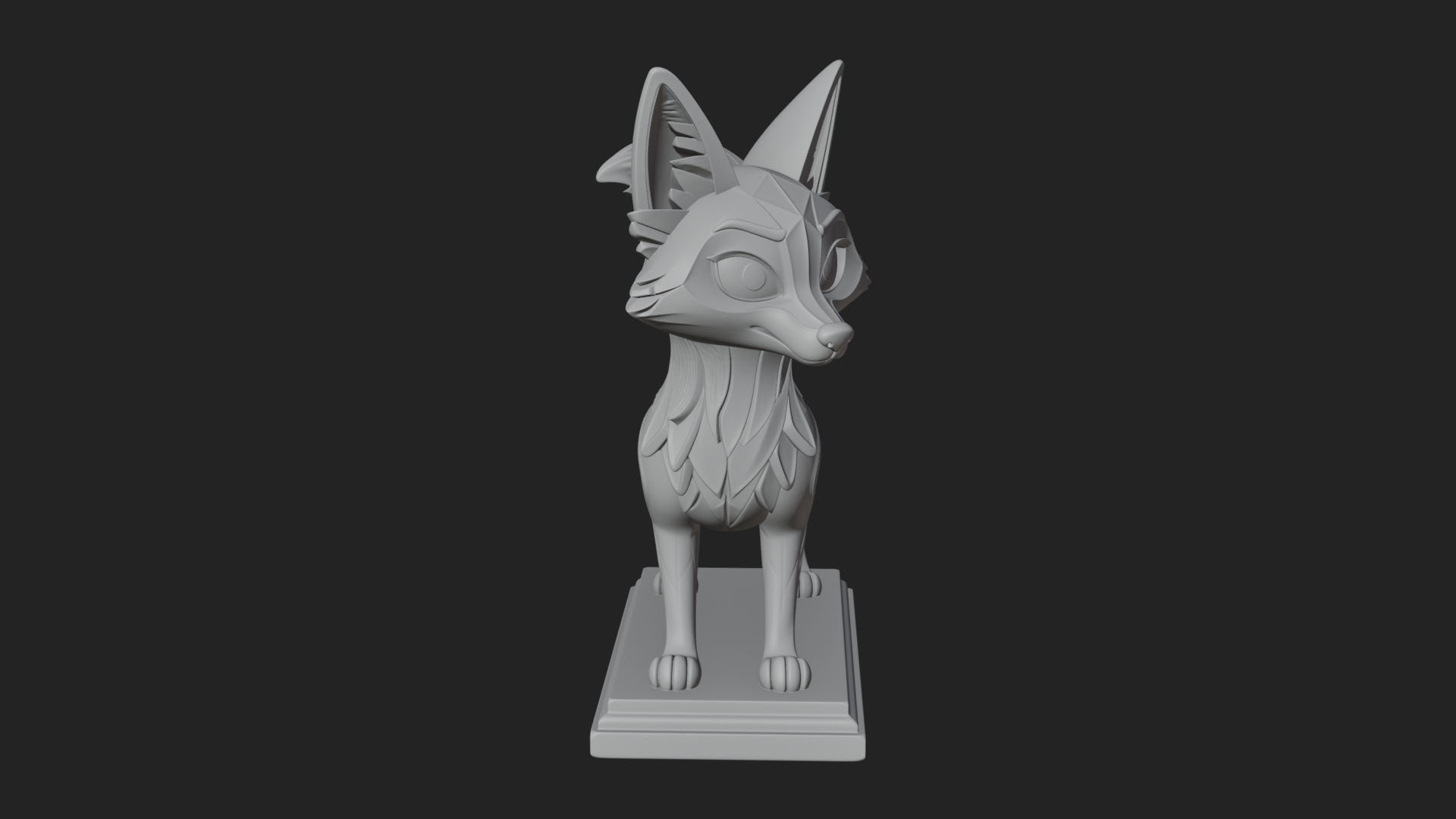 Cute Cartoon Fox Statue Design 3 3D Print Model 3D Model