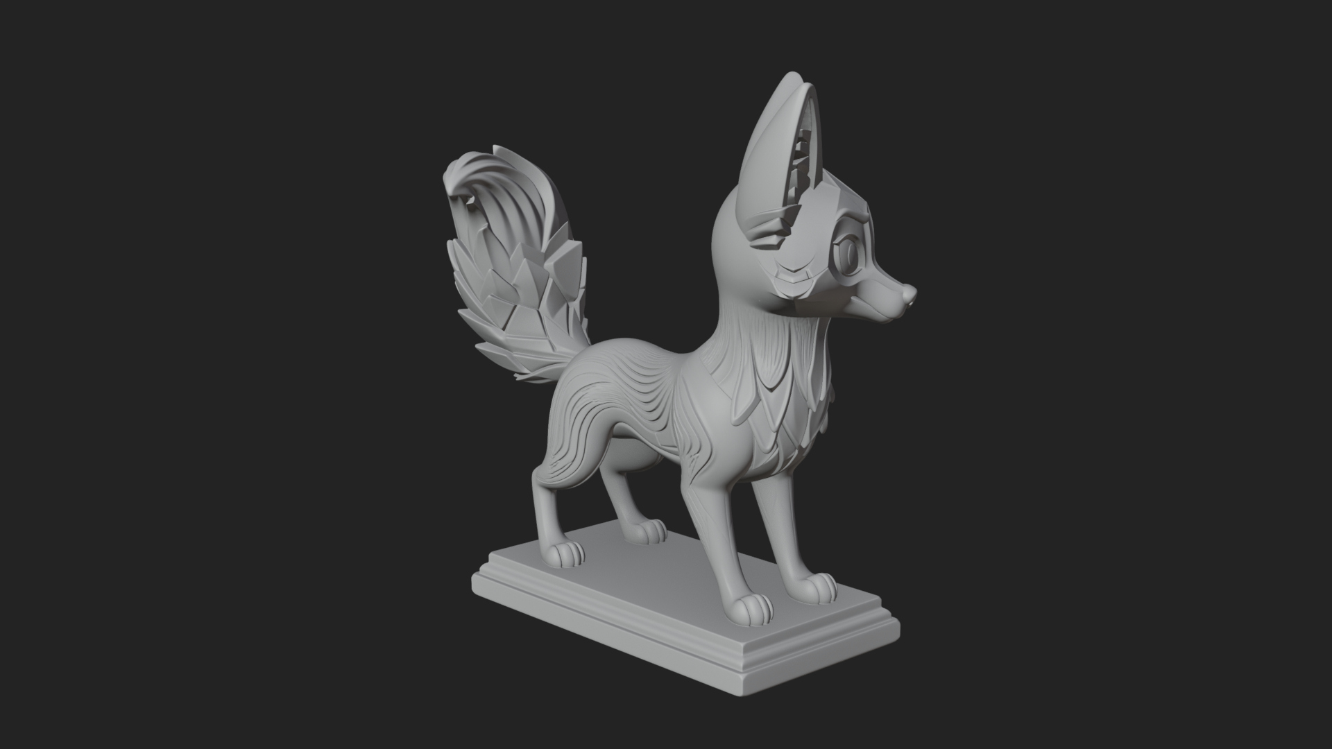 Cute Cartoon Fox Statue Design 3 3D Print Model 3D Model