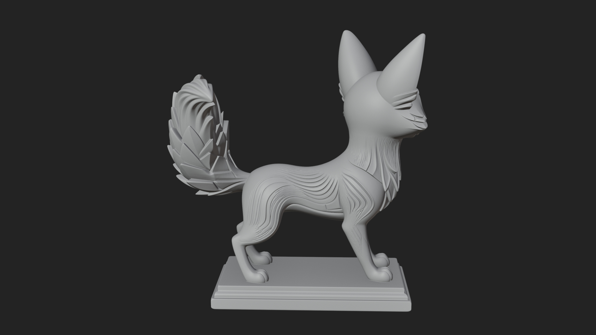 Cute Cartoon Fox Statue Design 3 3D Print Model 3D Model