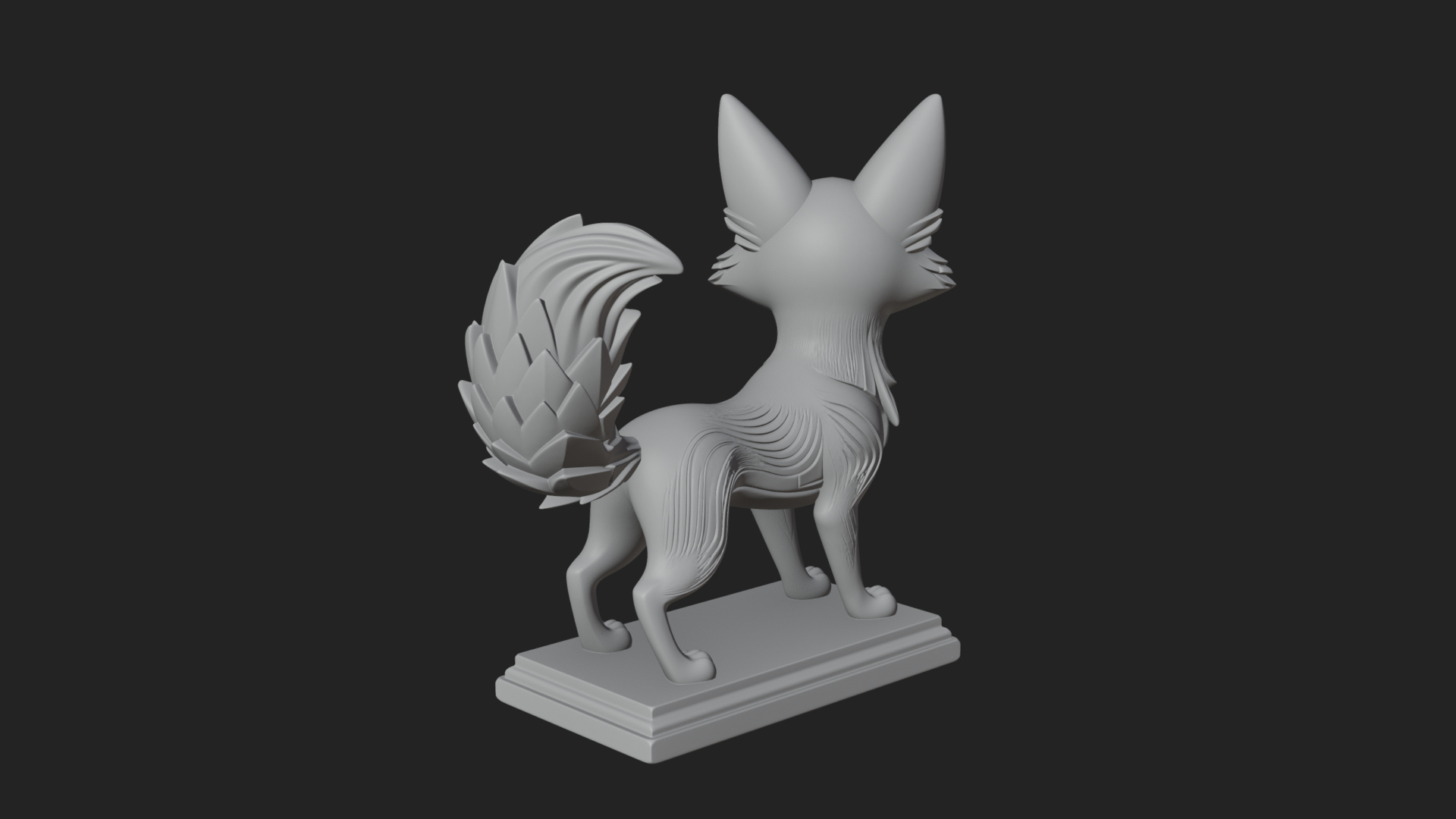Cute Cartoon Fox Statue Design 3 3D Print Model 3D Model